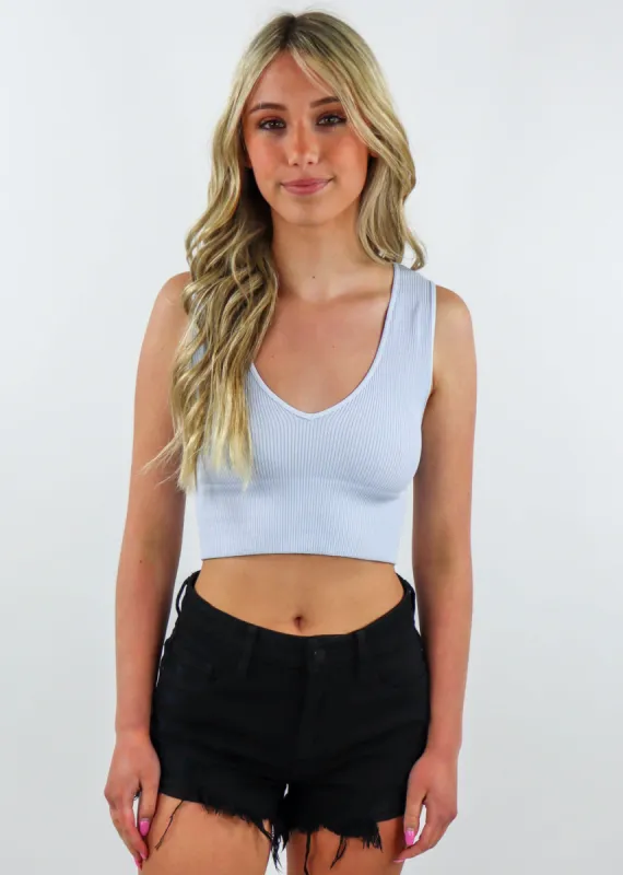 Take The Plunge V-Neck Crop Top ★ Powder Blue sold by Rock N Rags