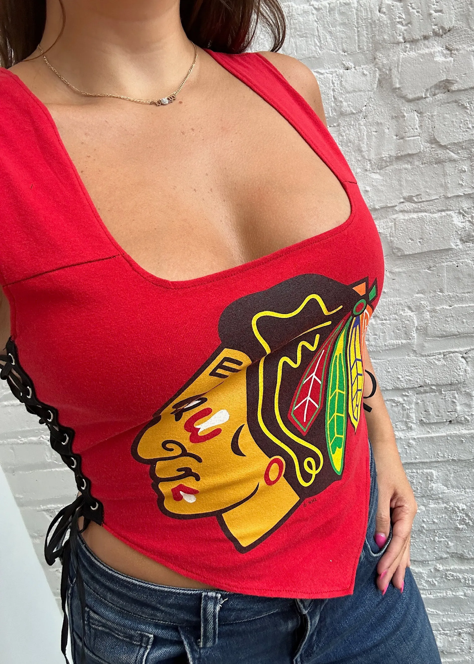 Iamkoko.la Reworked Chicago Blackhawks Tank ★ Red sold by Rock N Rags