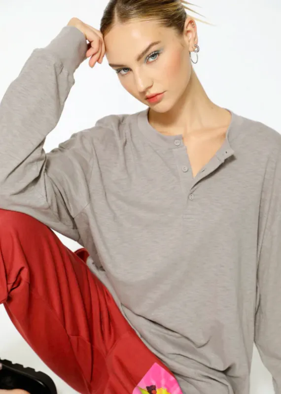 Boys Lie Break The Cycle Boyfriend Henley ★ Grey sold by Rock N Rags