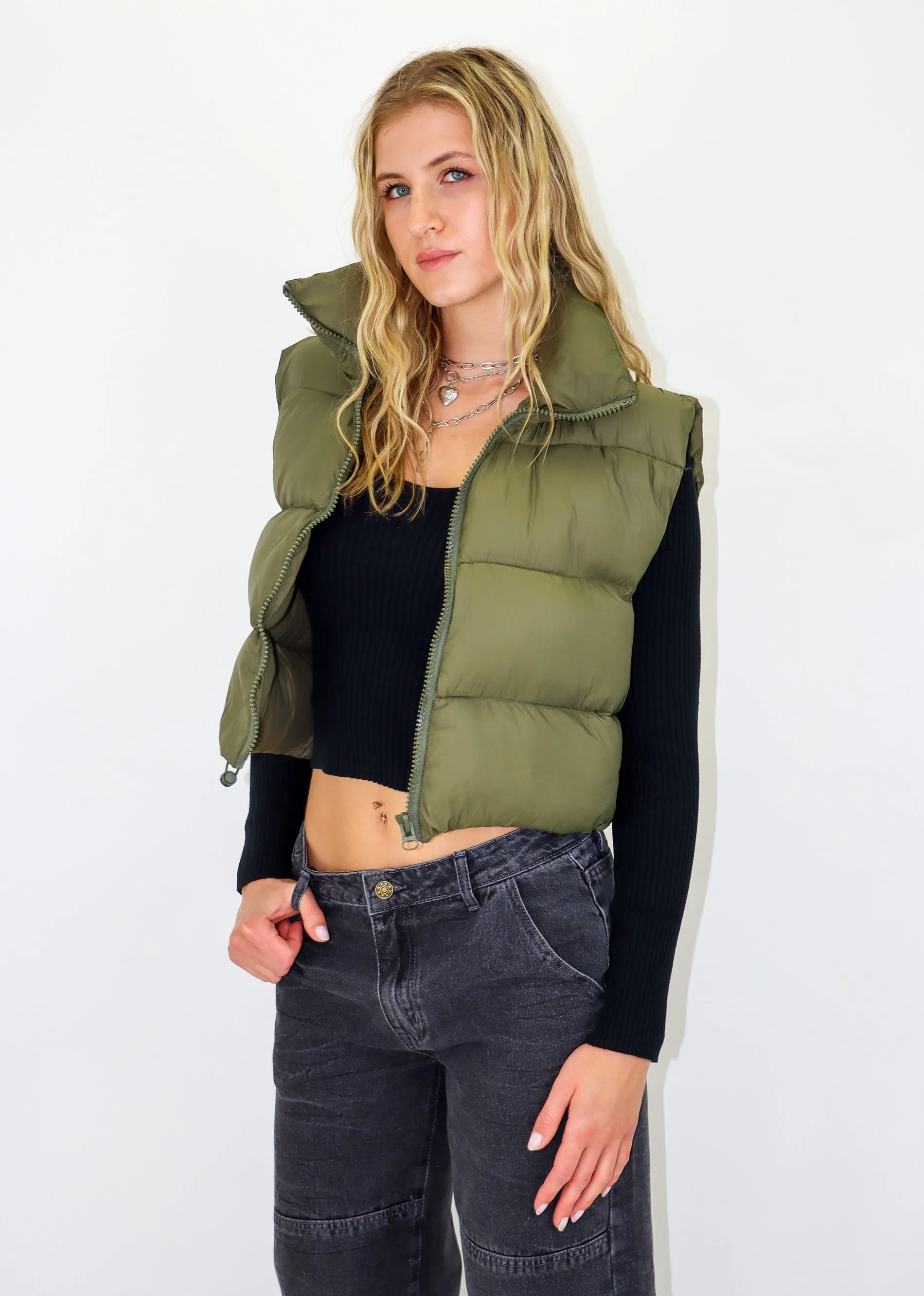 Love On The Run Puffer Vest ★ Olive Green sold by Rock N Rags product image thumbnail 4