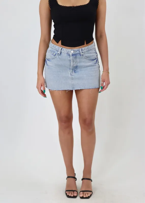 Wherever I Go Mini Jean Skirt ★ Light Wash sold by Rock N Rags