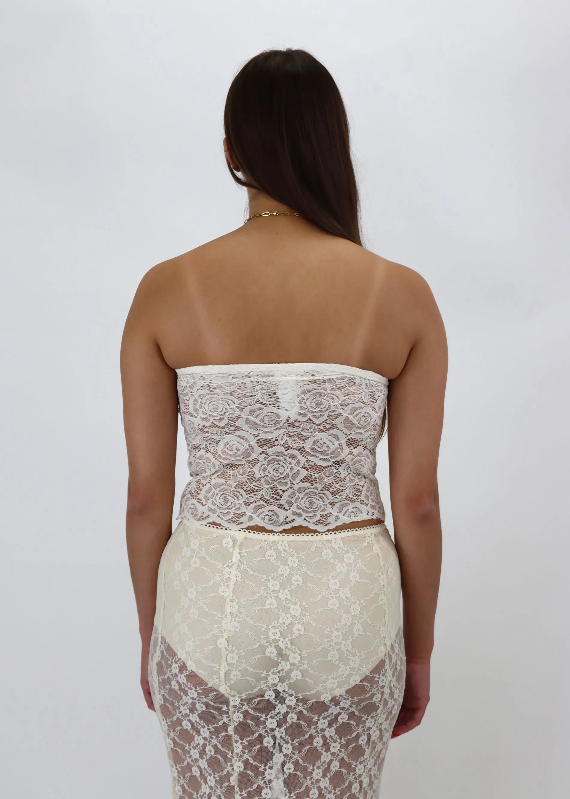 Lace Cream Colored Tube Top sold by Rock N Rags product image thumbnail 5