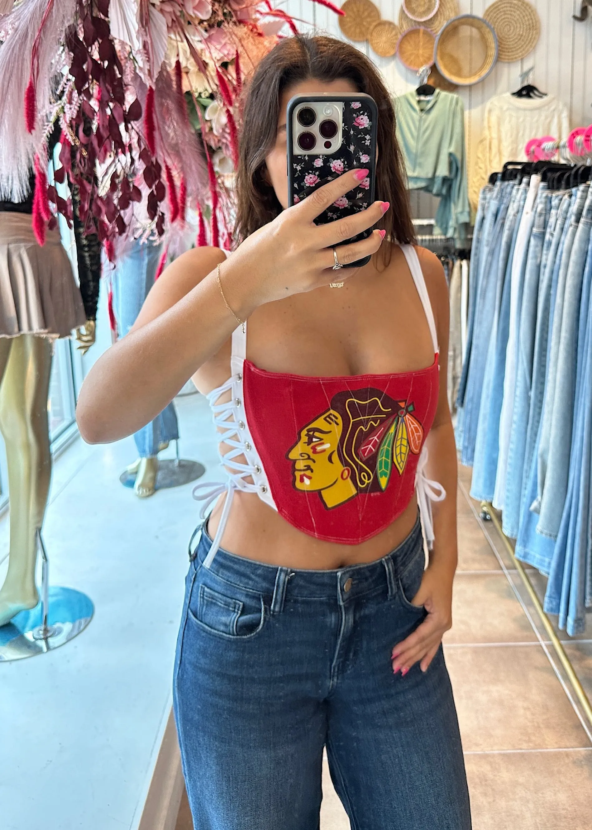 Iamkoko.la Reworked Chicago Blackhawks Corset ★ Red sold by Rock N Rags product image thumbnail 3