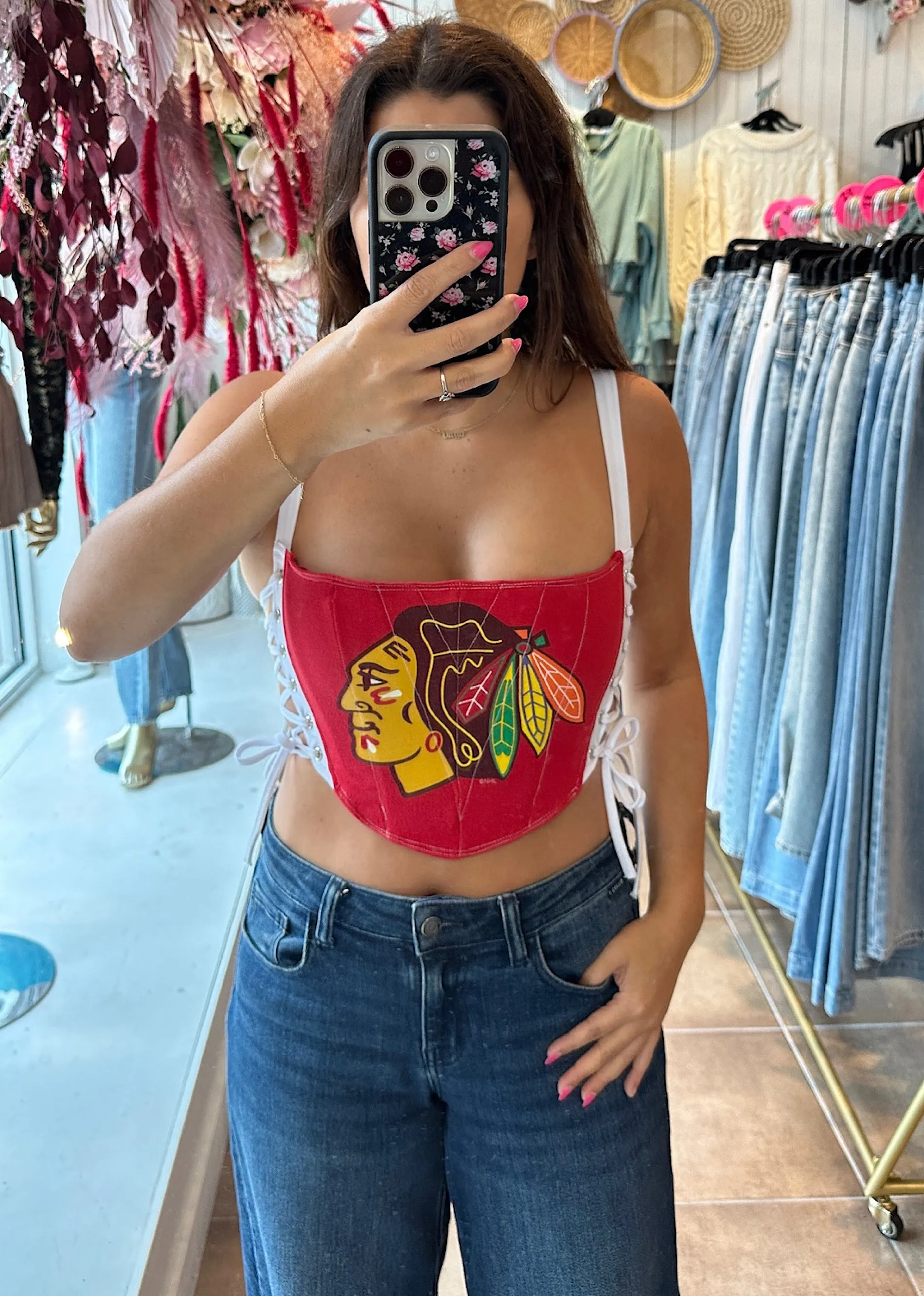 Iamkoko.la Reworked Chicago Blackhawks Corset ★ Red sold by Rock N Rags product image thumbnail 2