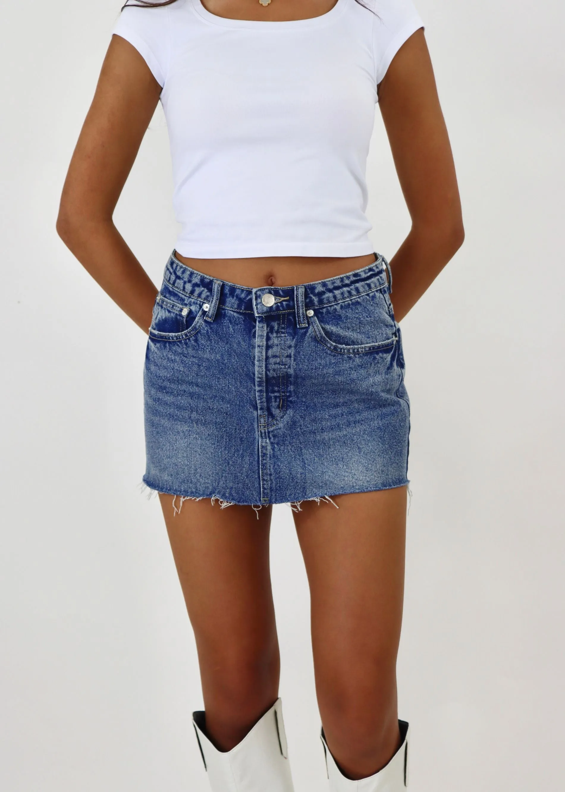 Wherever I Go Mini Jean Skirt ★ Medium Wash sold by Rock N Rags product image thumbnail 3