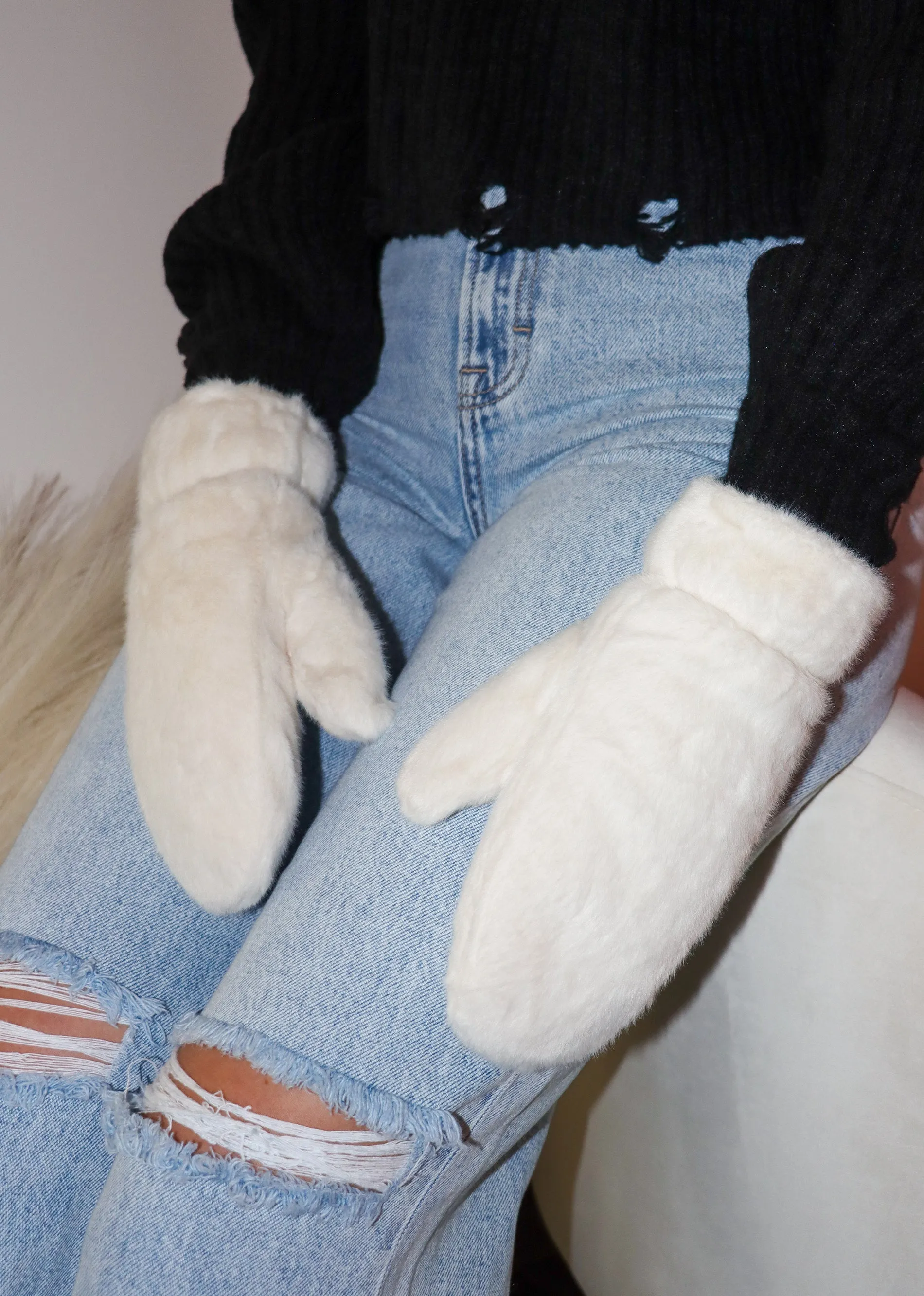 Move On Up Fur Mittens ★ White sold by Rock N Rags