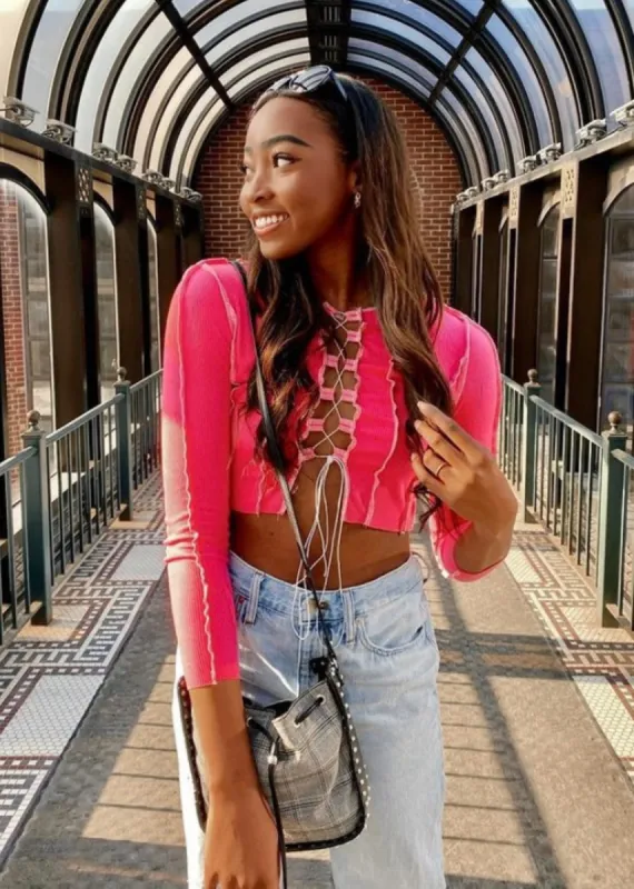 Gimme What I Want Long Sleeve Top ★ Hot Pink sold by Rock N Rags