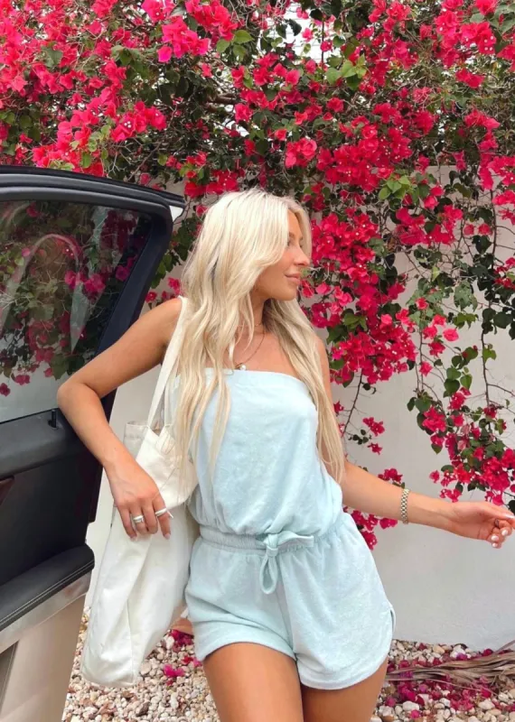 Midsummer Madness Terry Cloth Romper ★ Aqua sold by Rock N Rags
