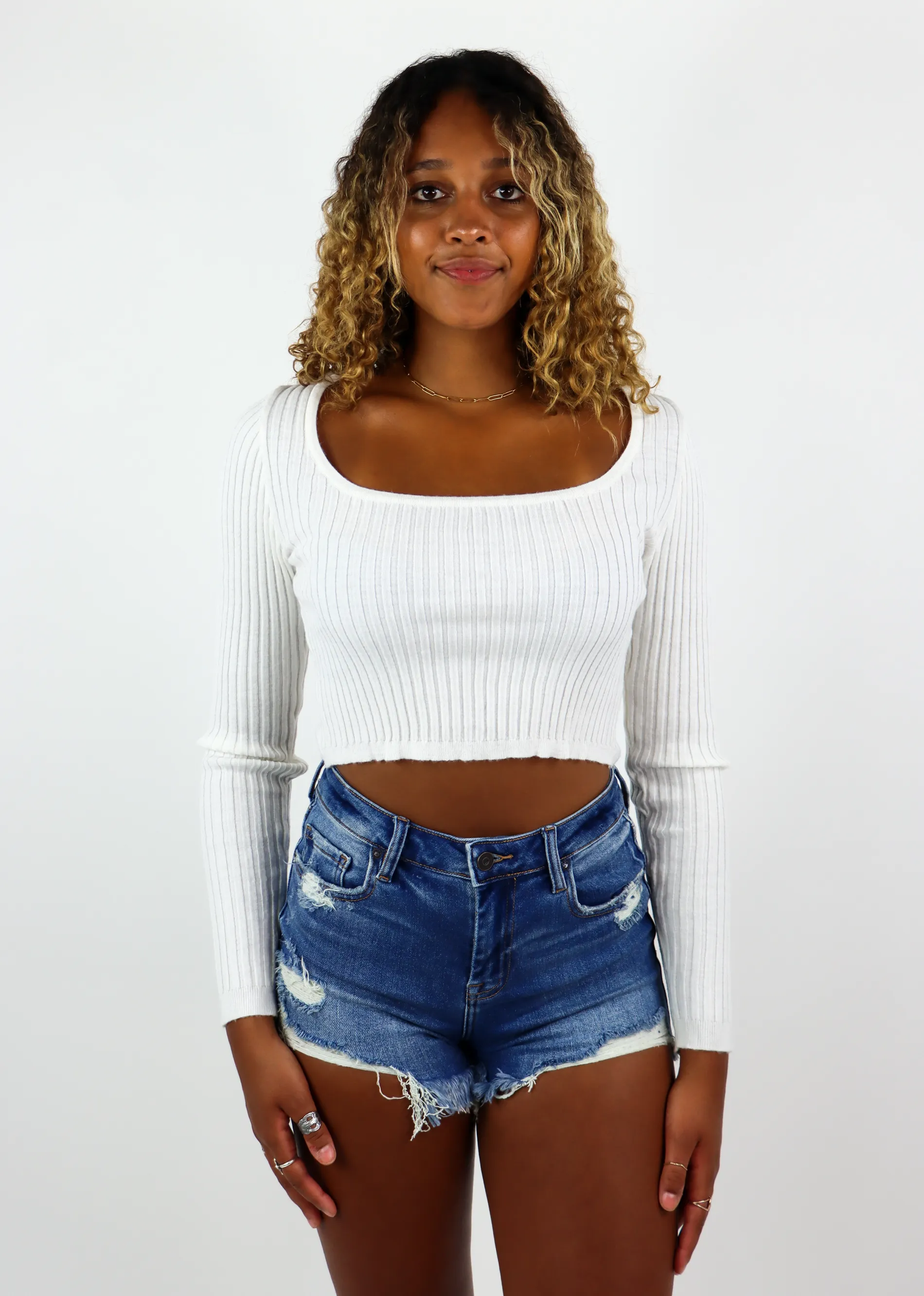 Yours Truly Long Sleeve Top ★ White sold by Rock N Rags