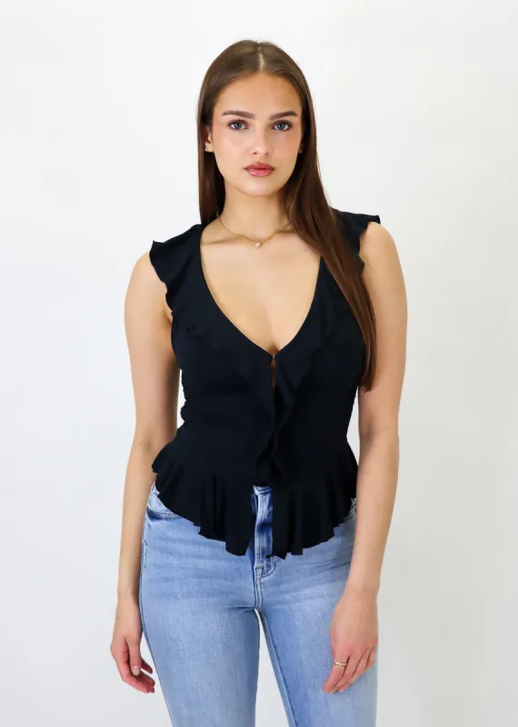 Free People Ruffle Tank ★ Black sold by Rock N Rags