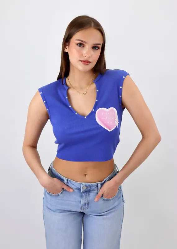 Boys Lie Adore You Rebel Tank ★ Blue sold by Rock N Rags