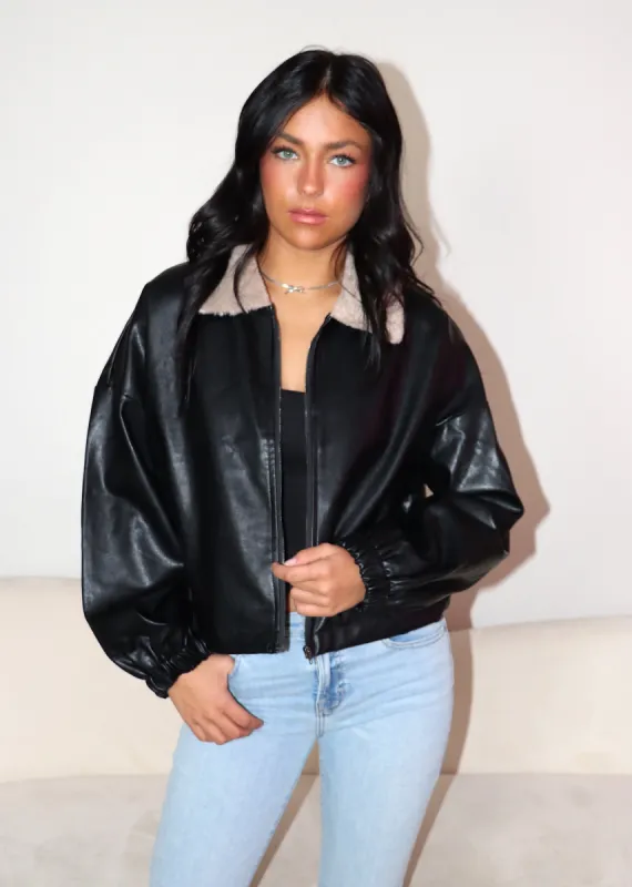 Needy Leather Bomber Jacket ★ Black sold by Rock N Rags