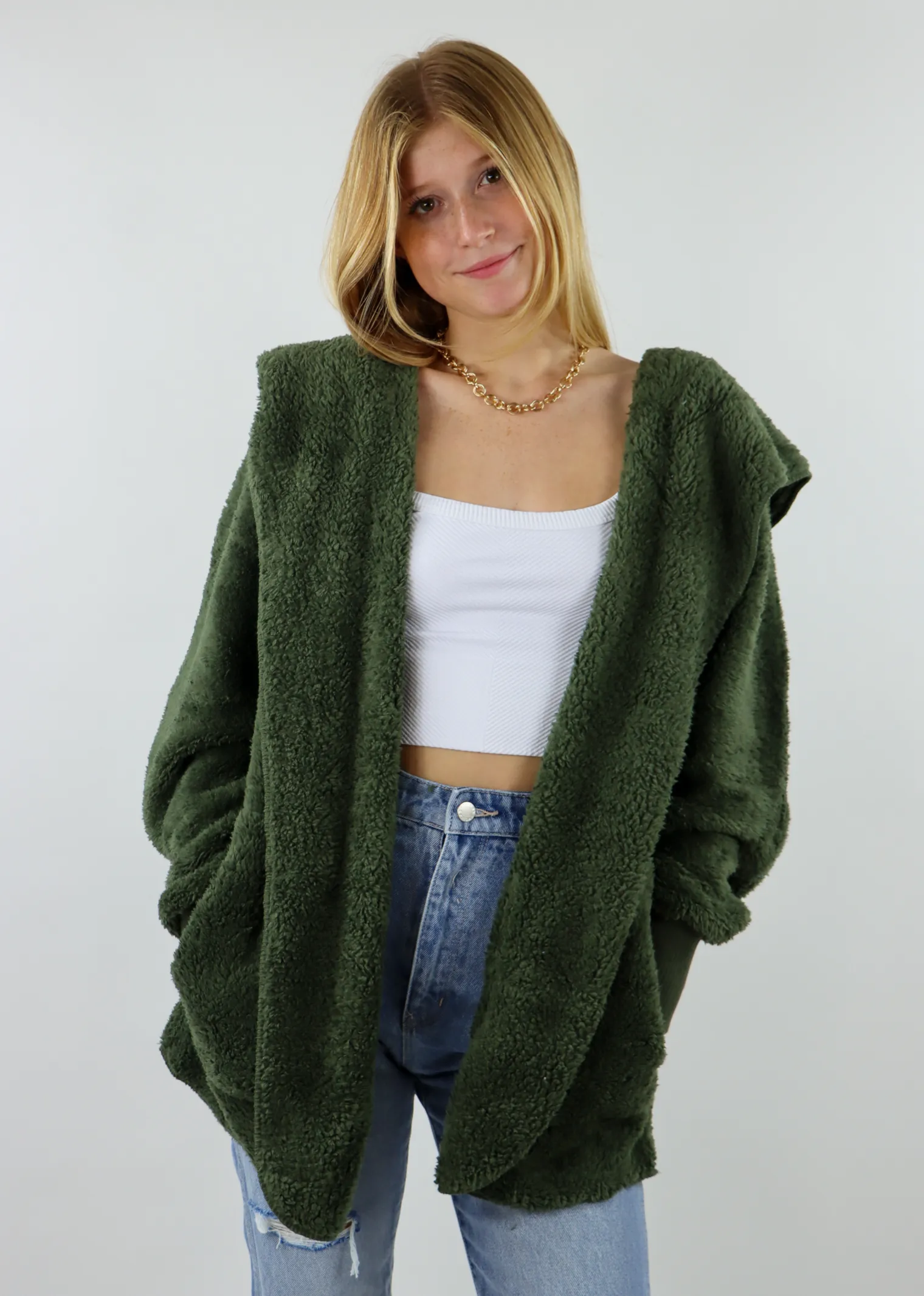 Fuzzy Jacket ★ Olive sold by Rock N Rags