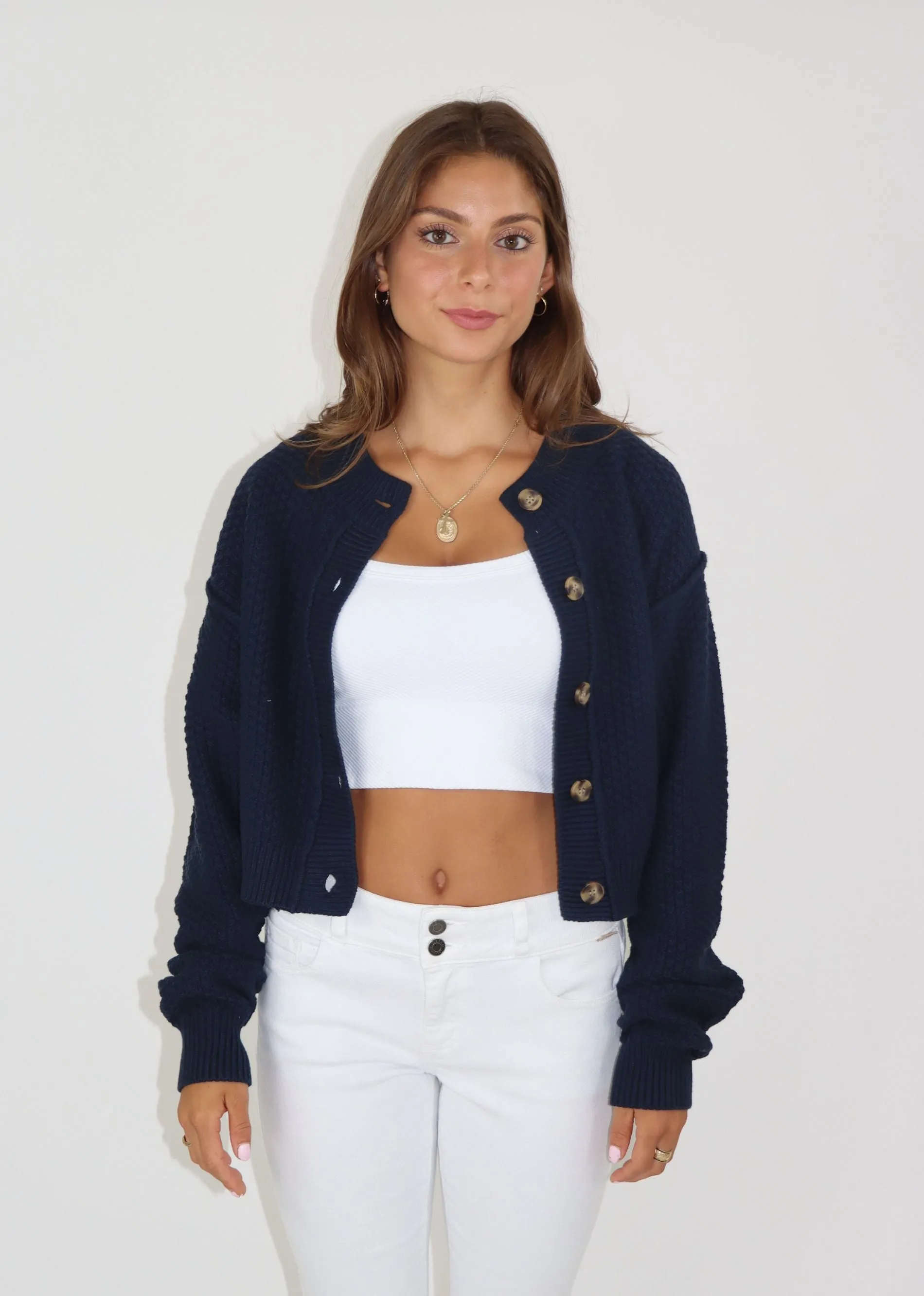 Free People Lila Crop Cardigan ★ Navy sold by Rock N Rags