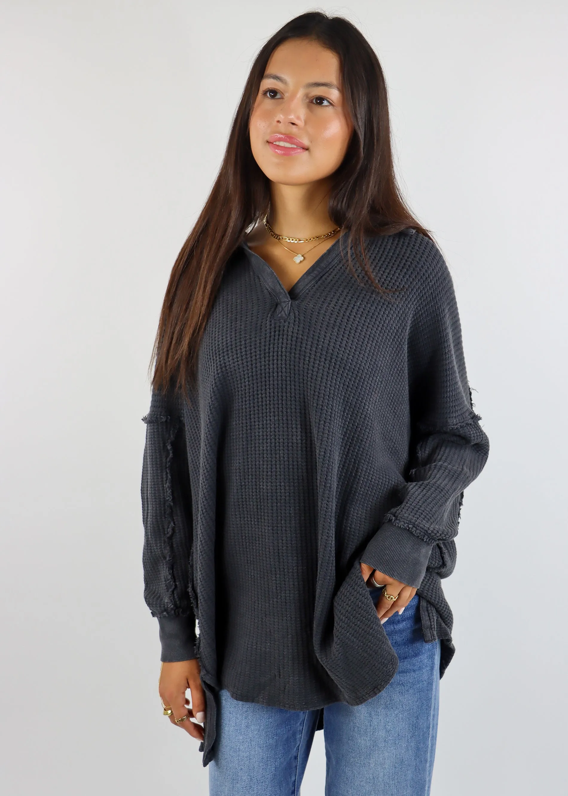Free People Travis Polo ★ Charcoal sold by Rock N Rags