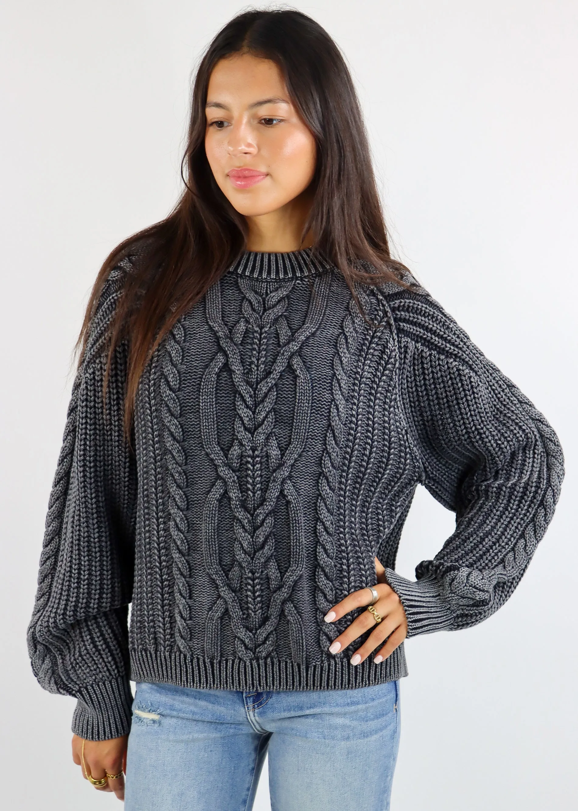 Free People Frankie Cable Knit Sweater ★ Vintage Black sold by Rock N Rags