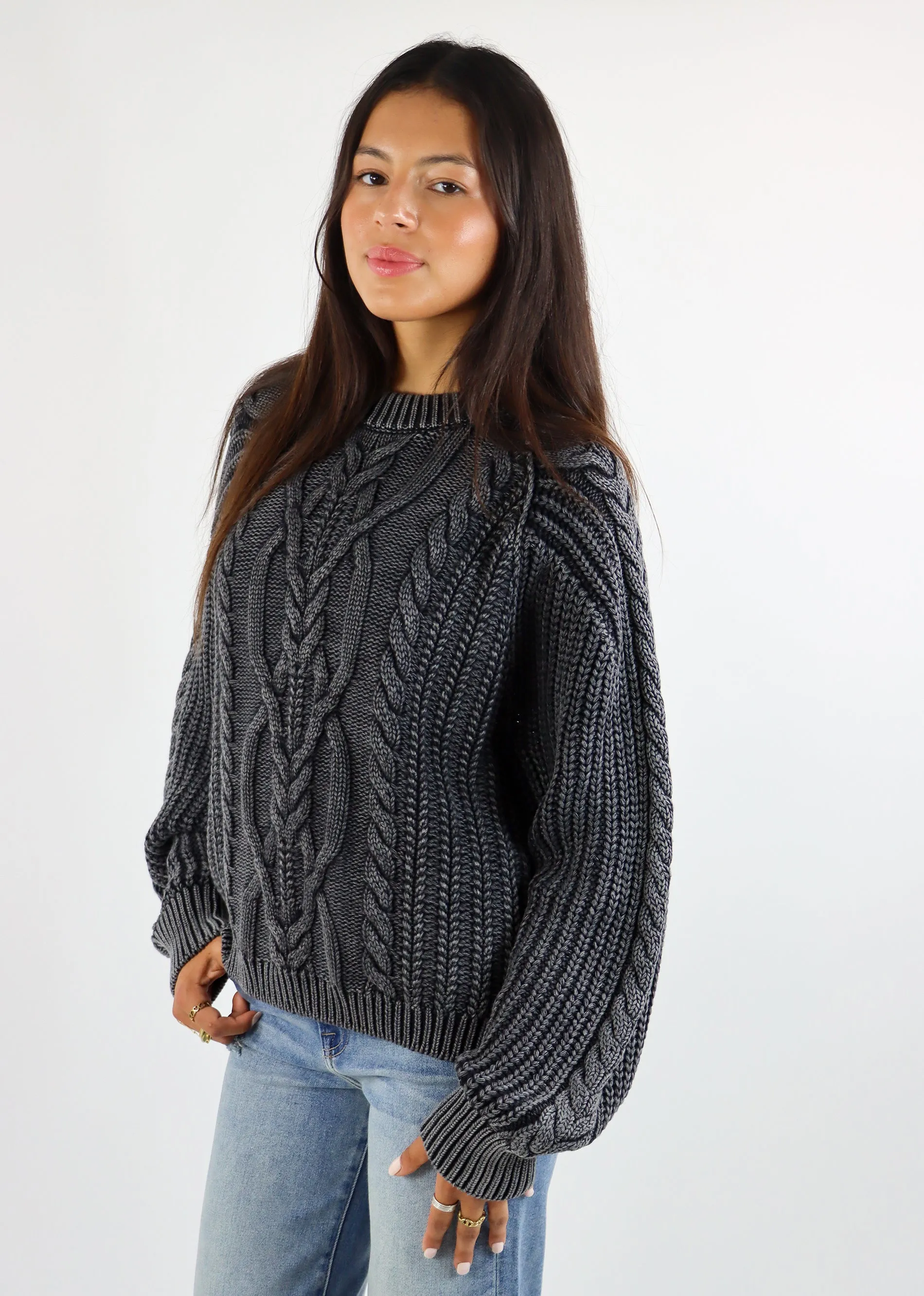 Free People Frankie Cable Knit Sweater ★ Vintage Black sold by Rock N Rags product image thumbnail 2