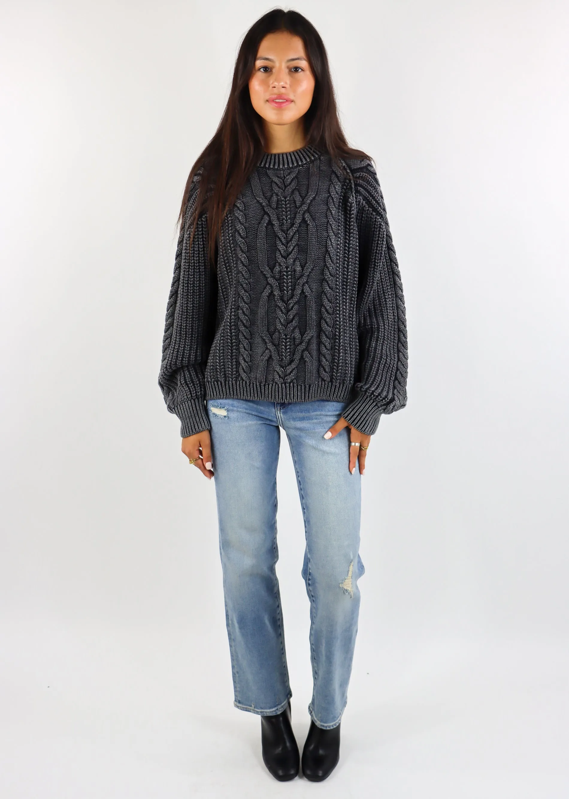 Free People Frankie Cable Knit Sweater ★ Vintage Black sold by Rock N Rags product image thumbnail 5
