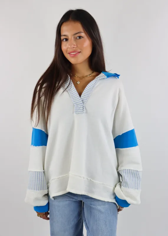 Good To Me Pullover ★ White & Blue sold by Rock N Rags