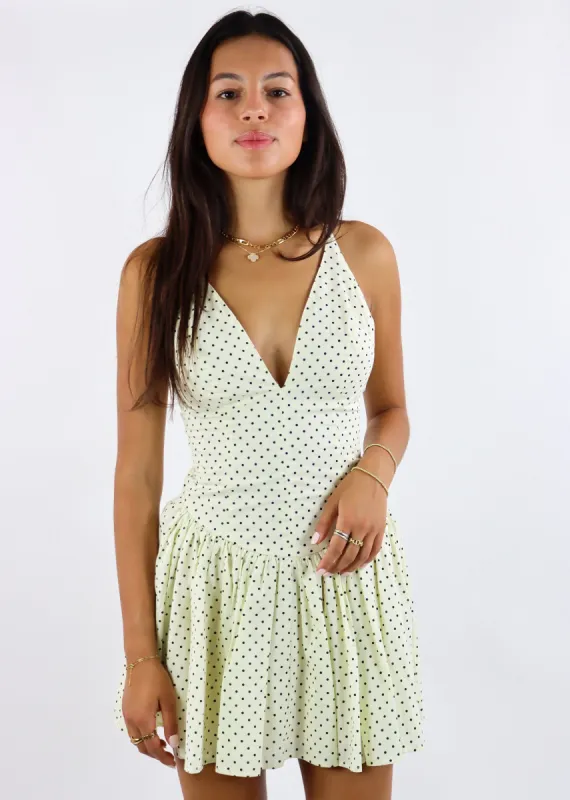 Dippin Dot Drop-Waist Mini Dress ★ Cream Polka Dot sold by Rock N Rags