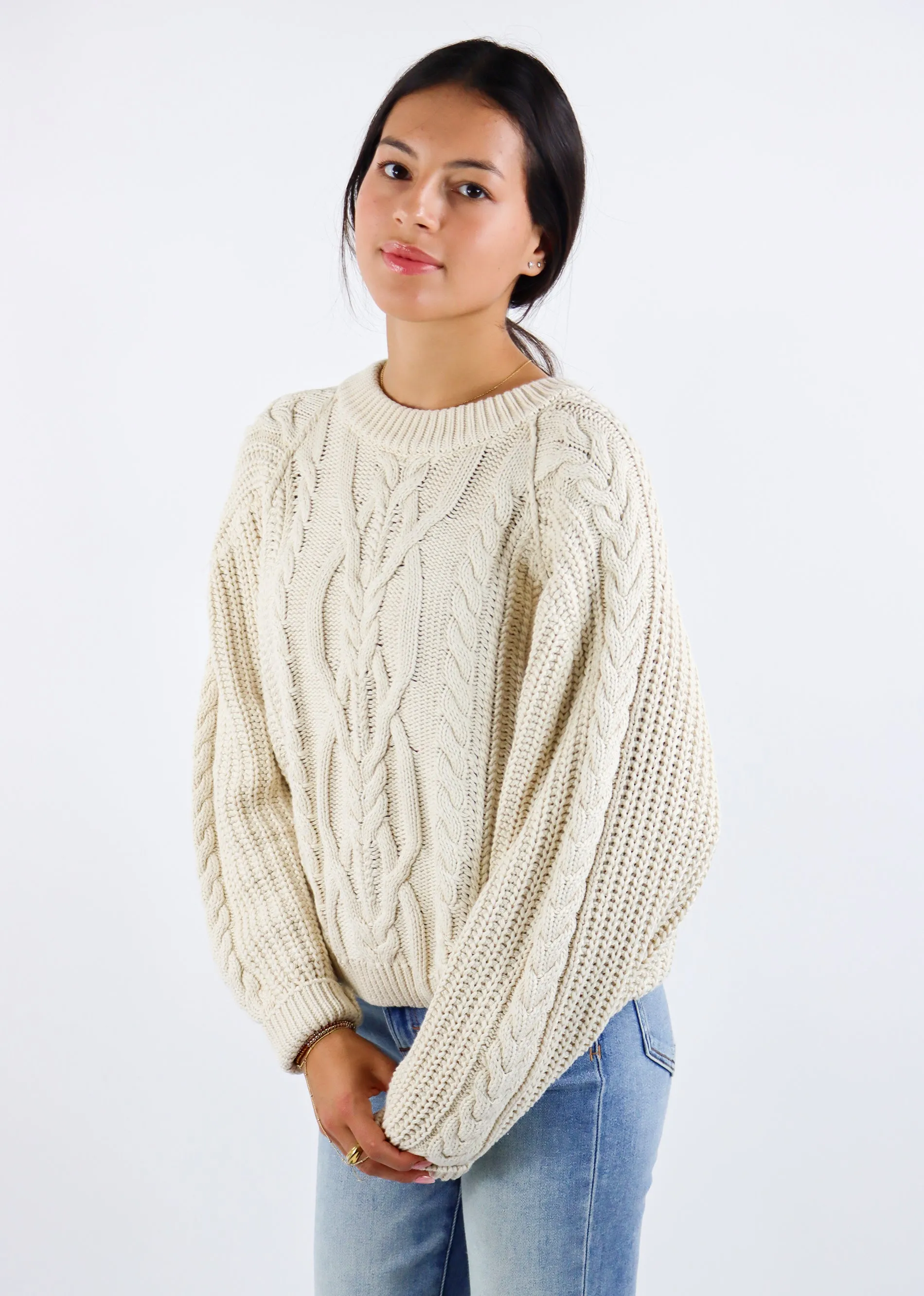 Free People Frankie Cable Knit Sweater ★ Ivory sold by Rock N Rags product image thumbnail 4