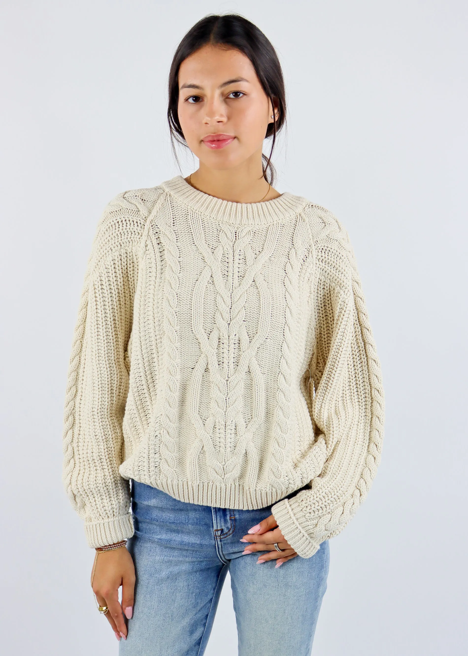 Free People Frankie Cable Knit Sweater ★ Ivory sold by Rock N Rags