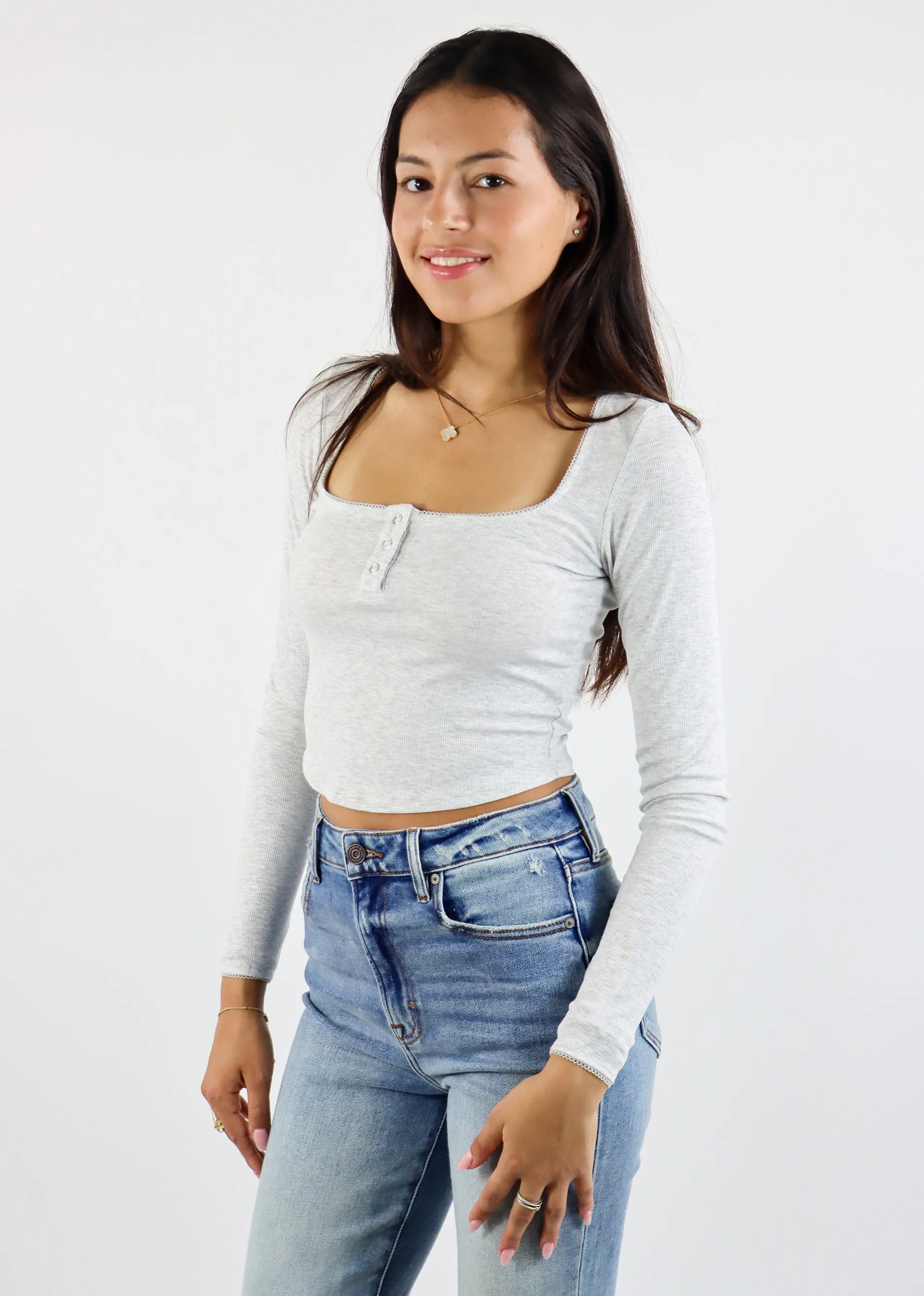 Sweetener Long Sleeve Top ★ Heather Grey sold by Rock N Rags product image thumbnail 2