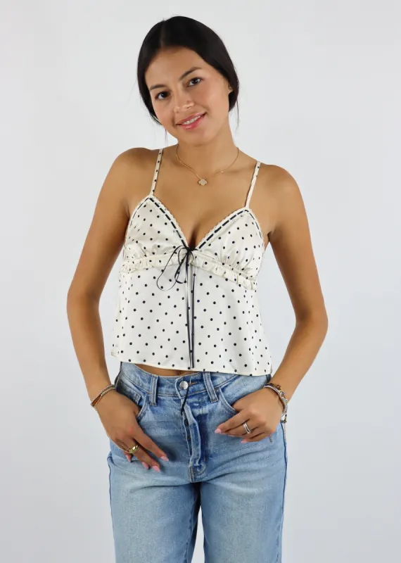Daydreaming Top ★ Ivory Black Polka Dot sold by Rock N Rags