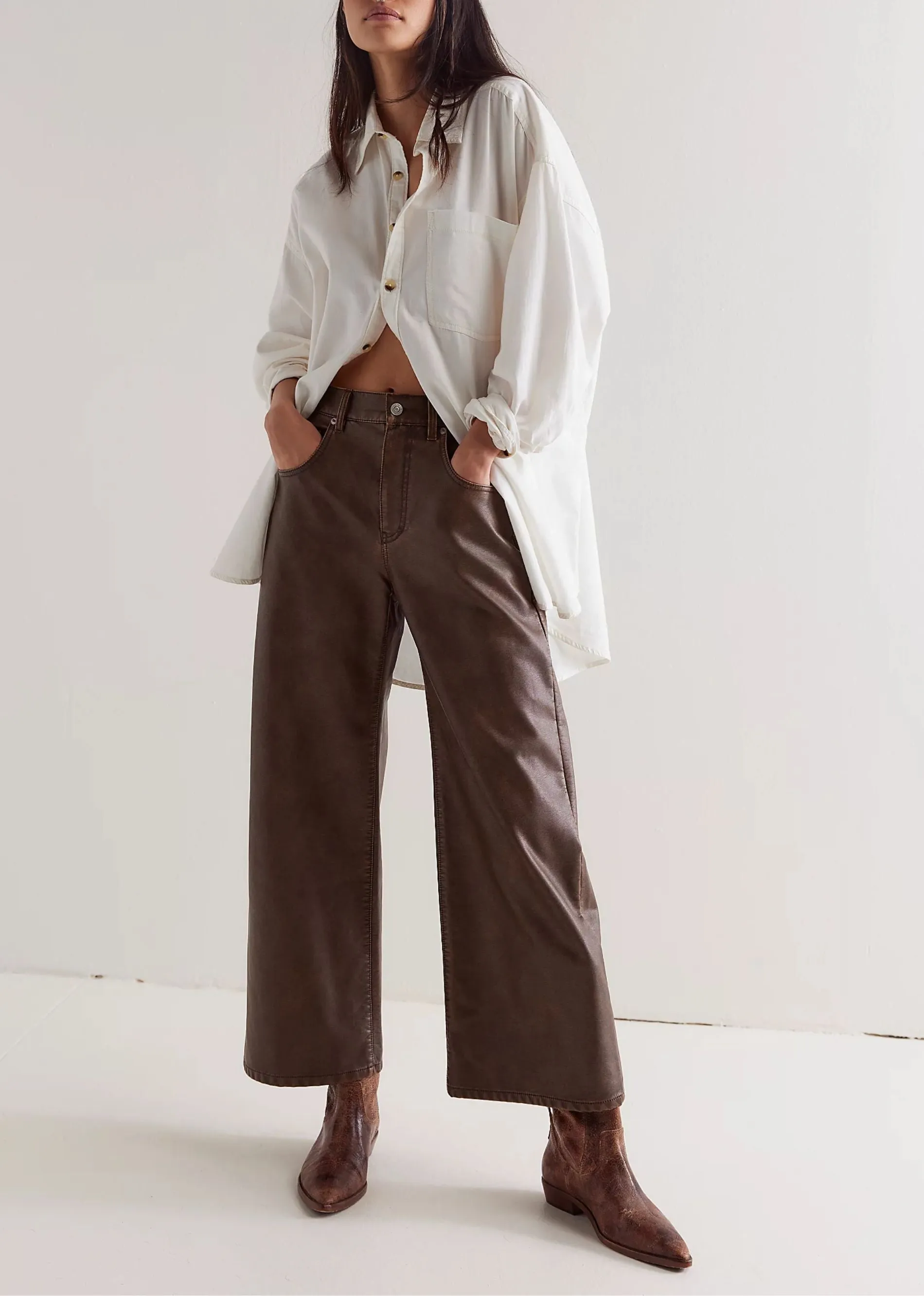 Free People Misha Vegan Leather Pants ★ Brown sold by Rock N Rags