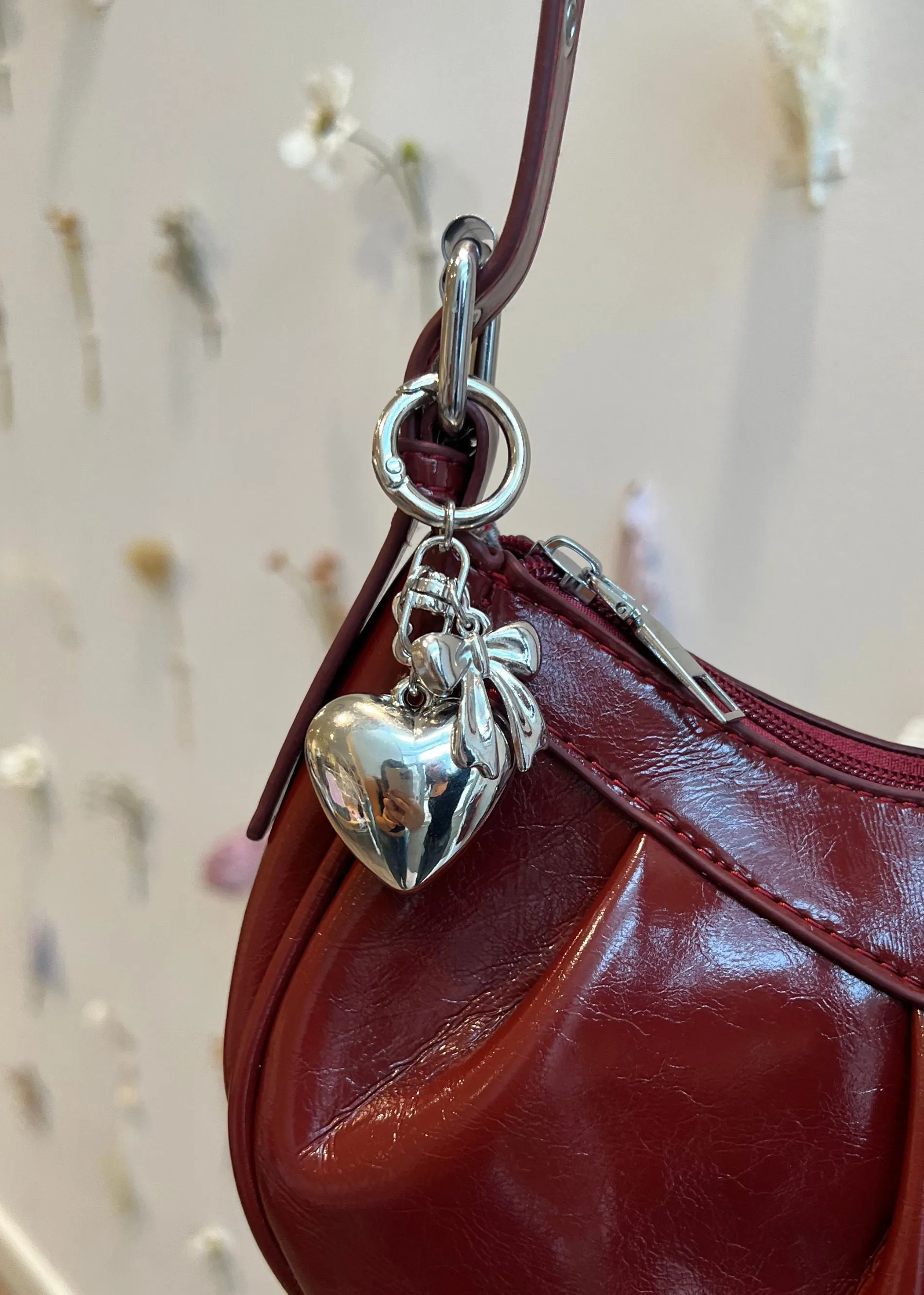 Heart Bow Flower Bag Charm ★ Silver sold by Rock N Rags
