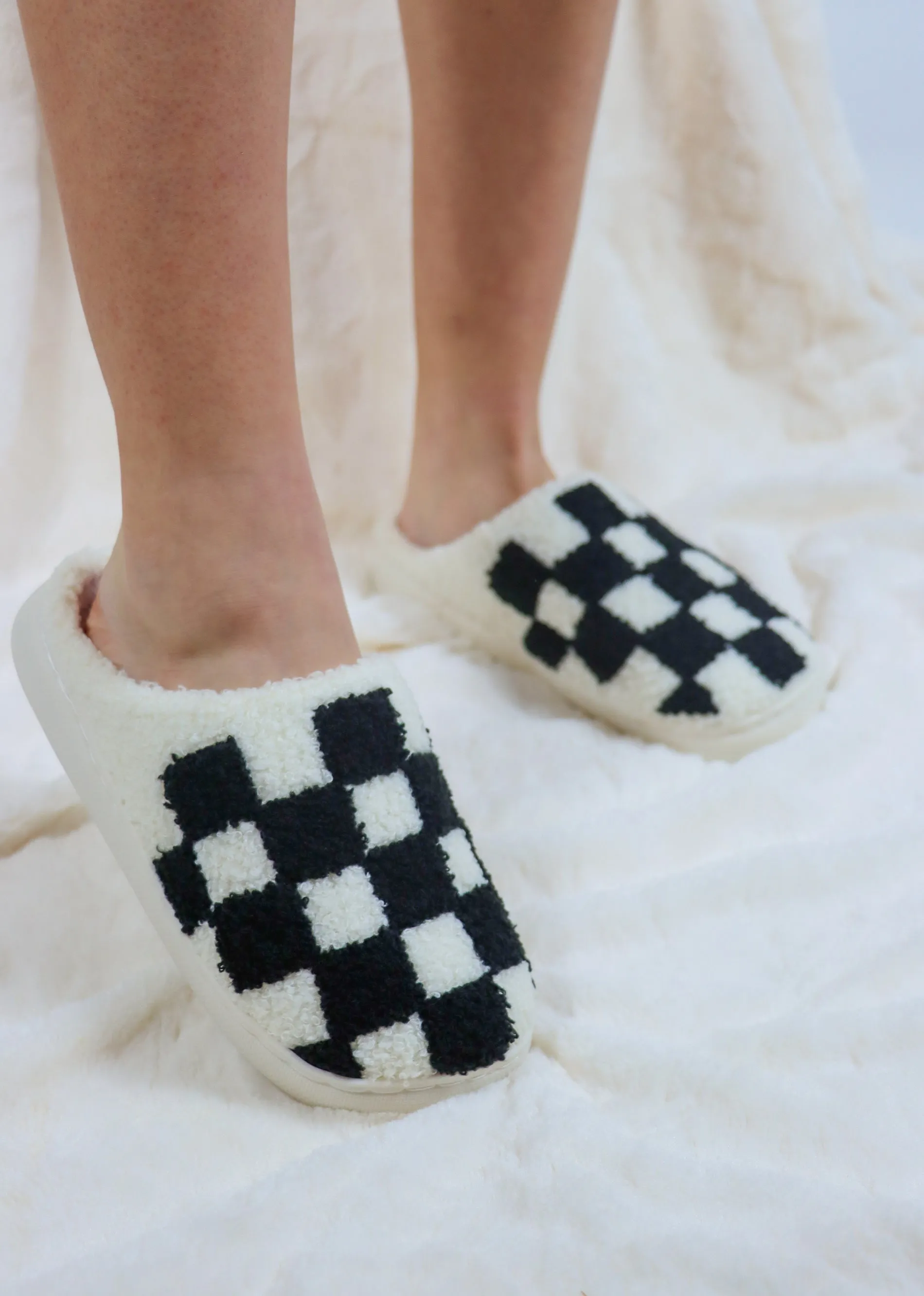 Checkered Slip-on Fuzzy Slipper ★ Black & White sold by Rock N Rags product image thumbnail 3