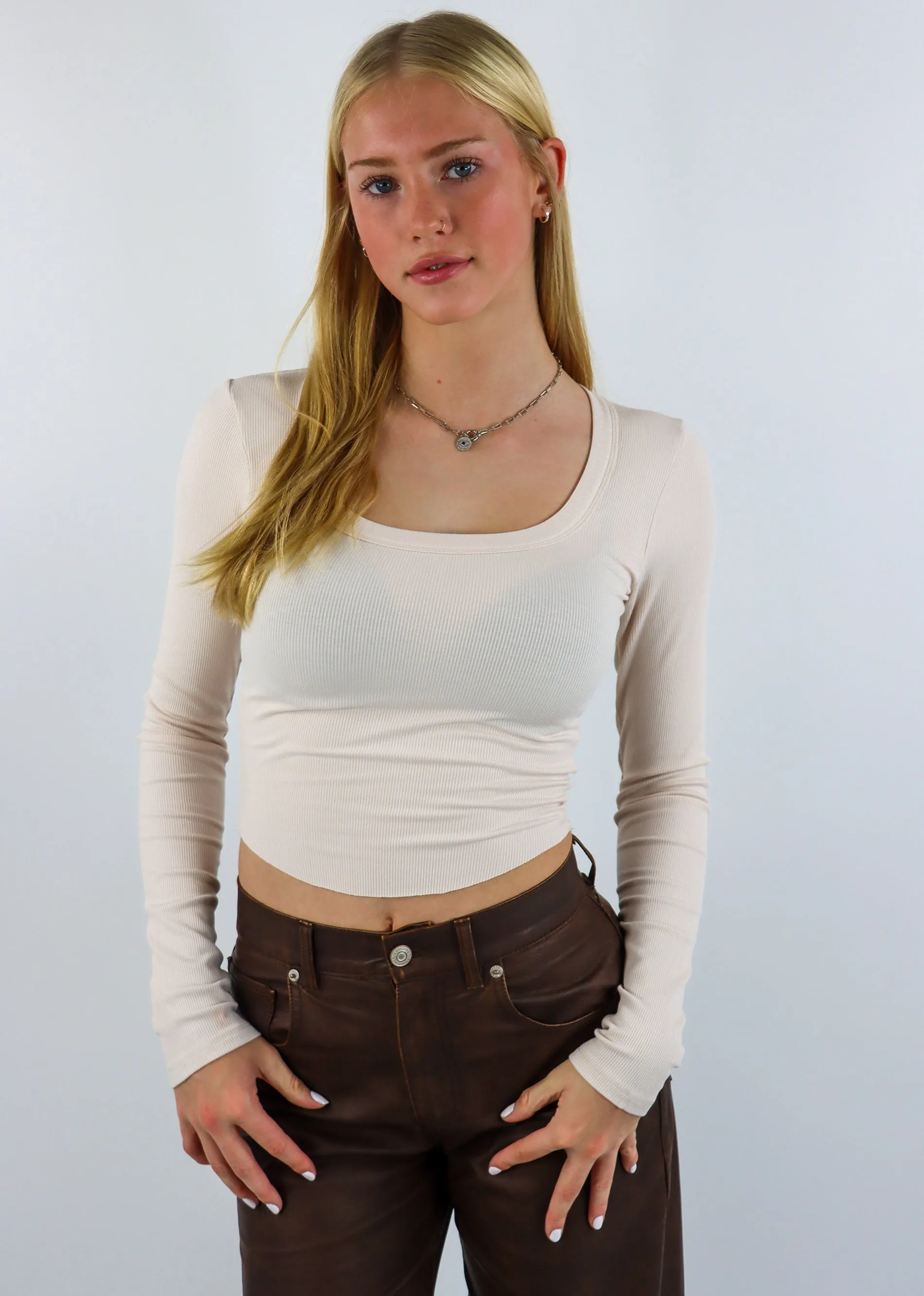 I Wonder Long Sleeve Top ★ Cream sold by Rock N Rags