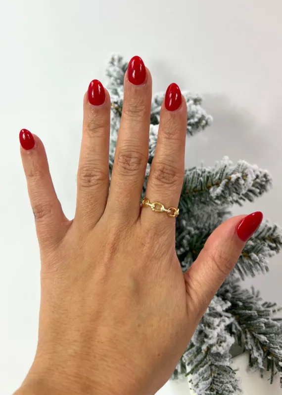 Oval Studded Chain Link Ring ★ Gold sold by Rock N Rags