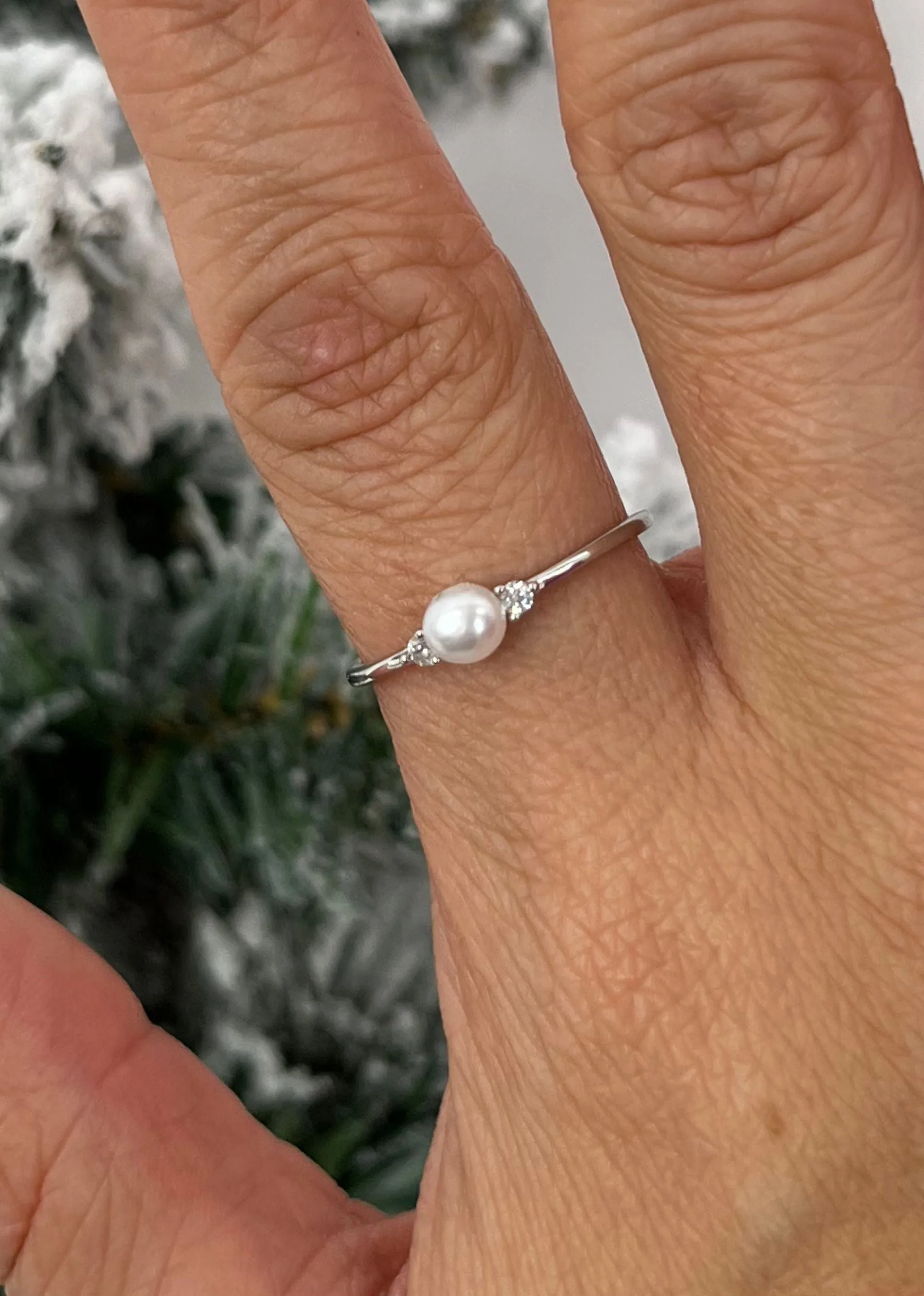 Pearl Rhinestone Ring ★ Silver sold by Rock N Rags