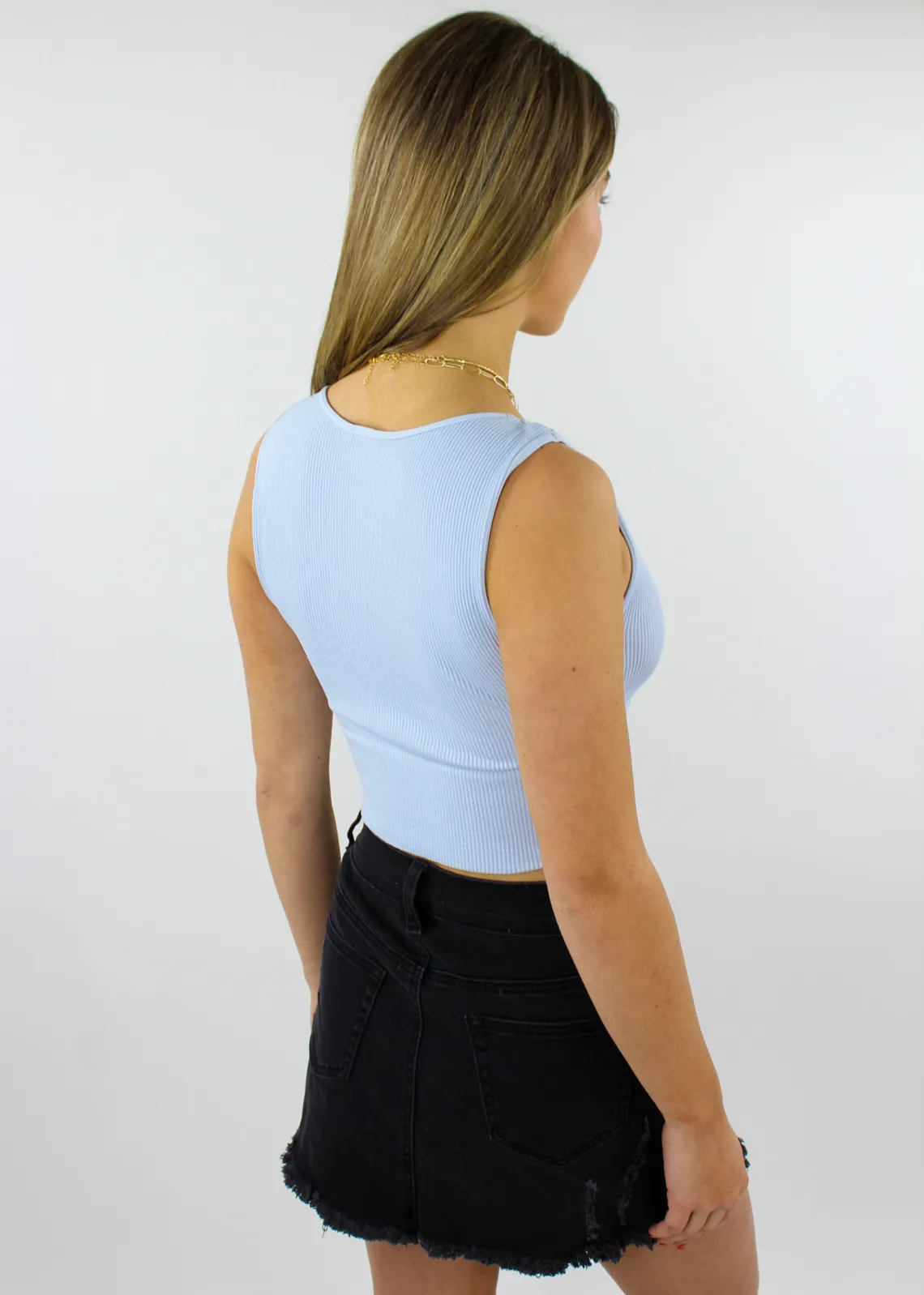 Take The Plunge V-Neck Crop Top ★ Heather Blue sold by Rock N Rags product image thumbnail 3