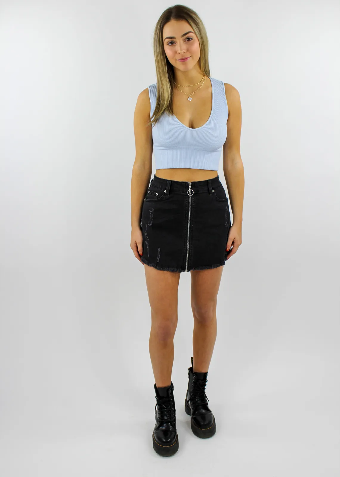 Take The Plunge V-Neck Crop Top ★ Heather Blue sold by Rock N Rags product image thumbnail 5