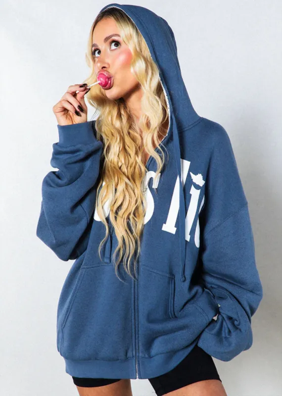 Boys Lie Don't Text Them Back Harley Zip Up ★ Blue sold by Rock N Rags