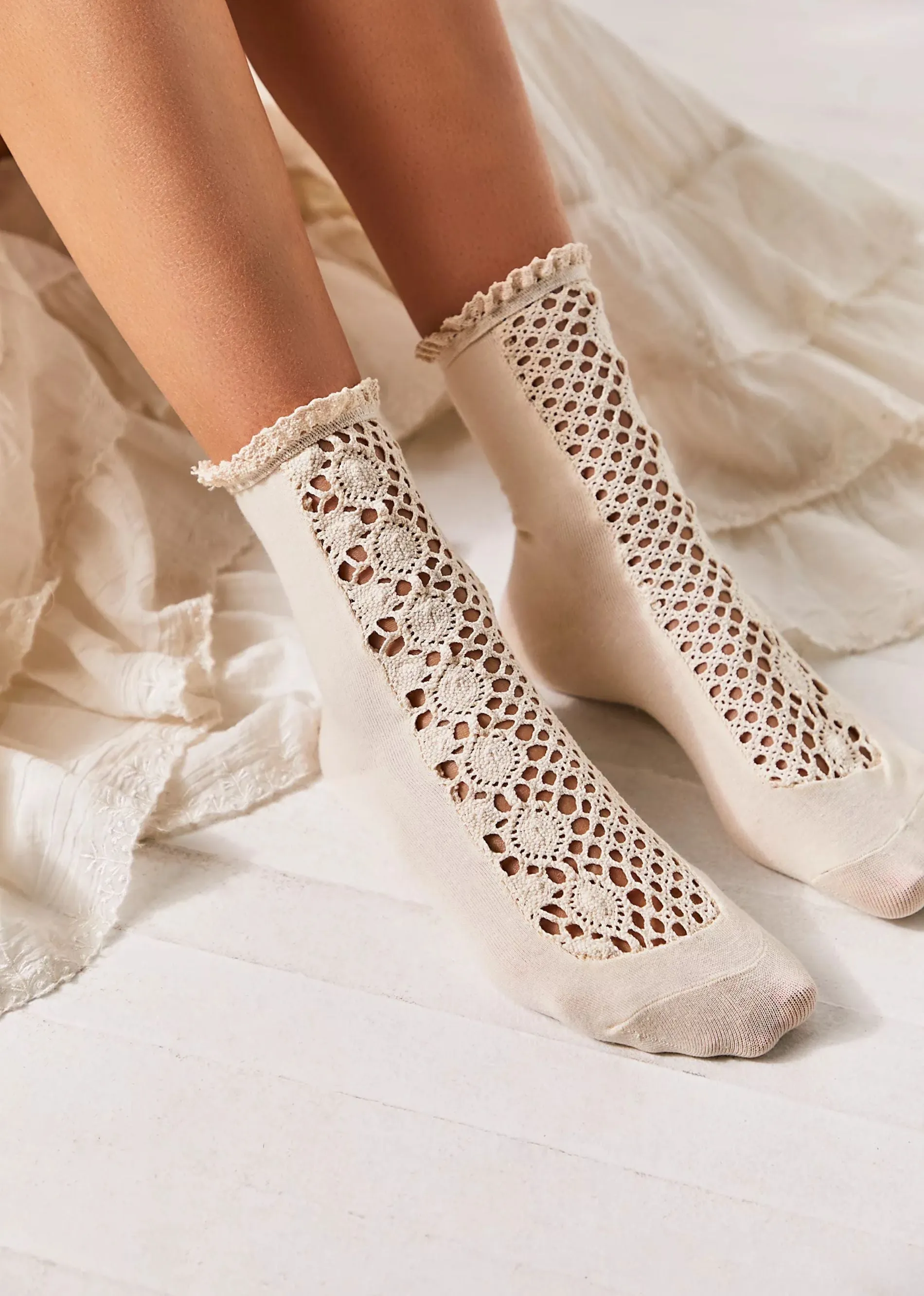 Free People Rubies Crochet Socks ★ Ivory sold by Rock N Rags