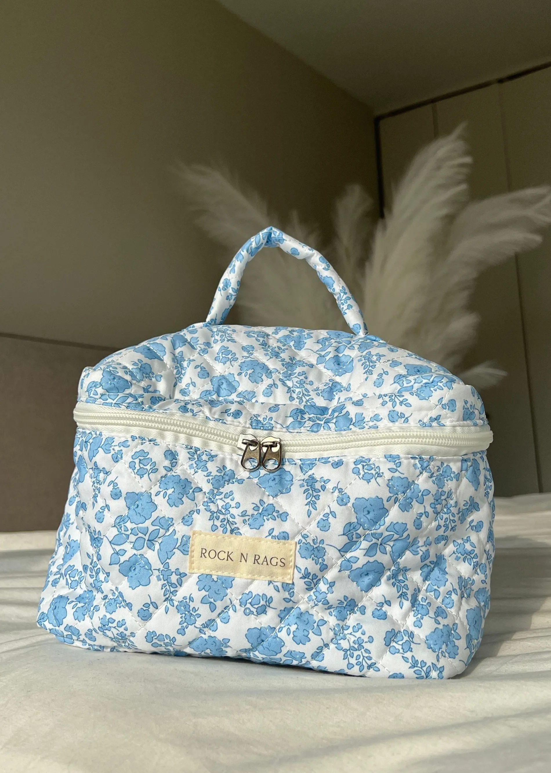 Rock N Rags Quilted Makeup Bag ★ Blue Floral sold by Rock N Rags
