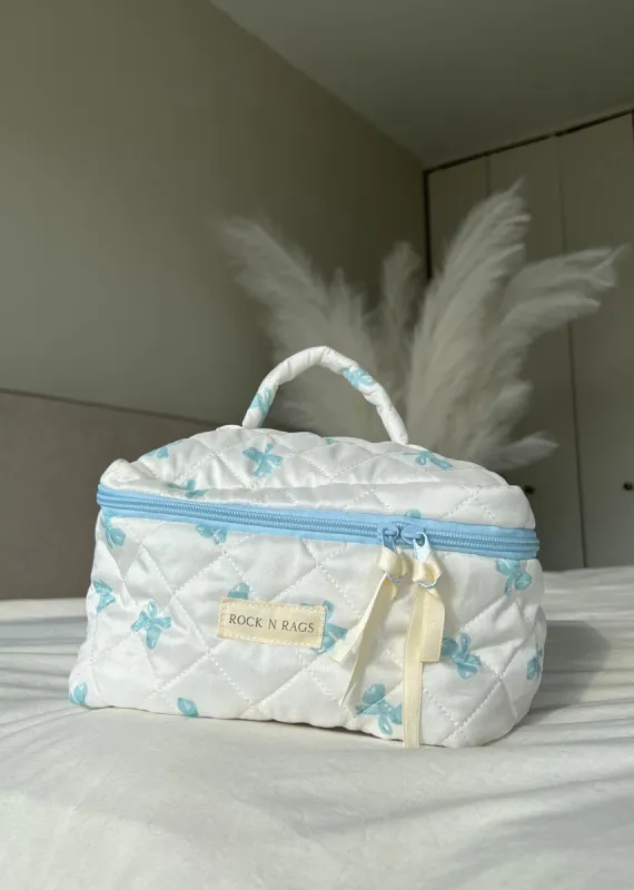 Rock N Rags Quilted Makeup Bag ★ Blue Bow sold by Rock N Rags