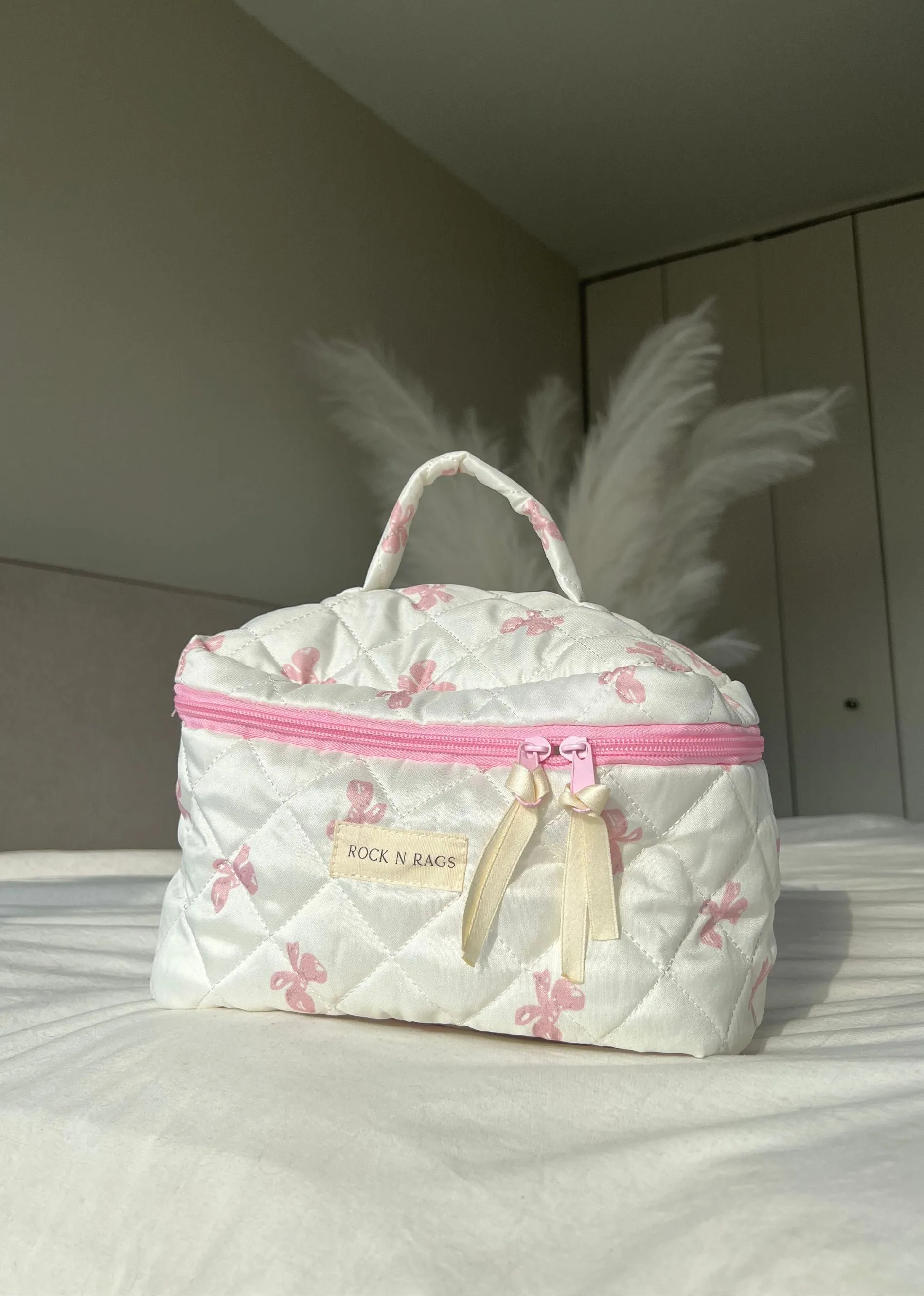 Rock N Rags Quilted Makeup Bag ★ Pink Bow sold by Rock N Rags product image thumbnail 2
