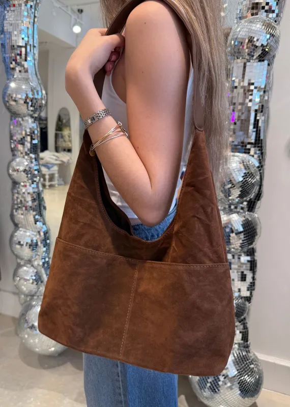 Faux Suede Boho Shoulder Bag  ★ Brown sold by Rock N Rags
