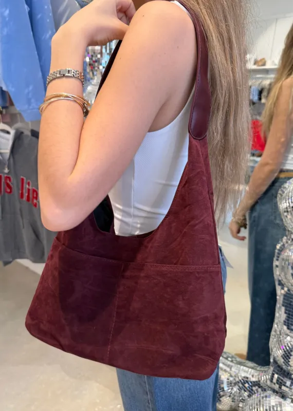 Faux Suede Boho Shoulder Bag  ★ Burgundy sold by Rock N Rags