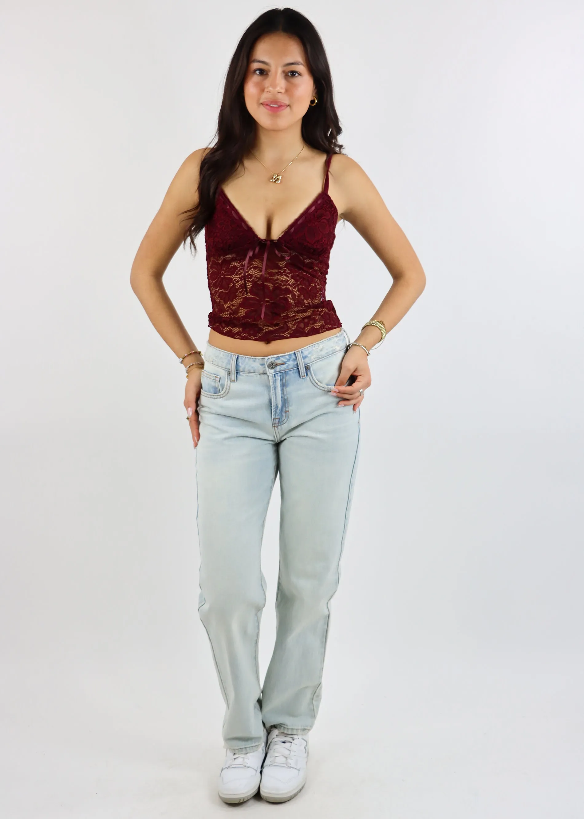 Floral Dreams Lace Cami Top ★ Burgundy sold by Rock N Rags product image thumbnail 5