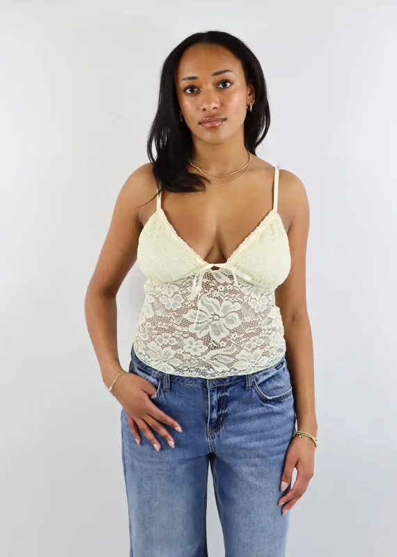 Floral Dreams Lace Cami Top ★ Butter Yellow sold by Rock N Rags