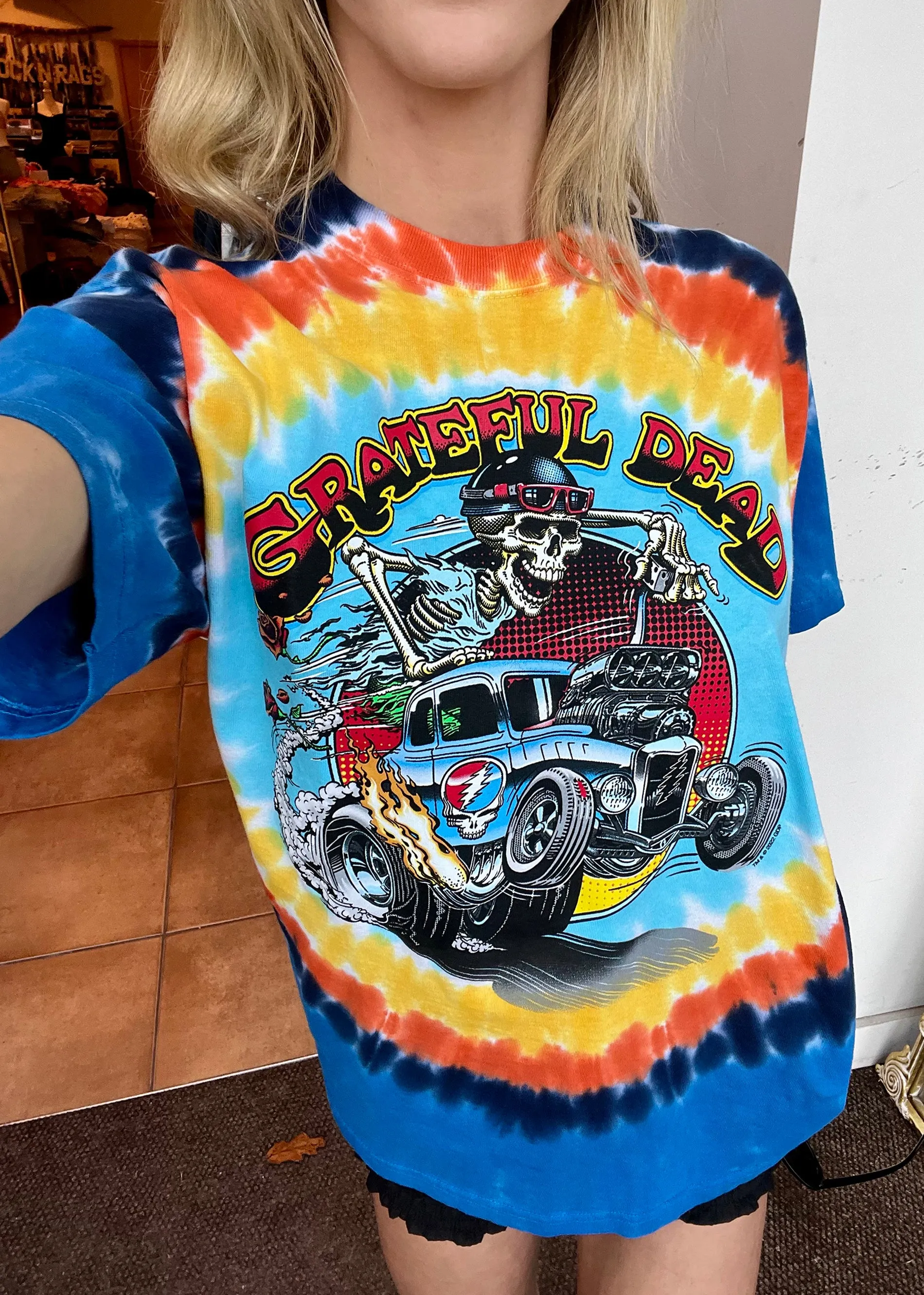 Grateful Dead Steal Your Hot Rod Tee ★ Blue Orange Tie Dye sold by Rock N Rags product image thumbnail 3