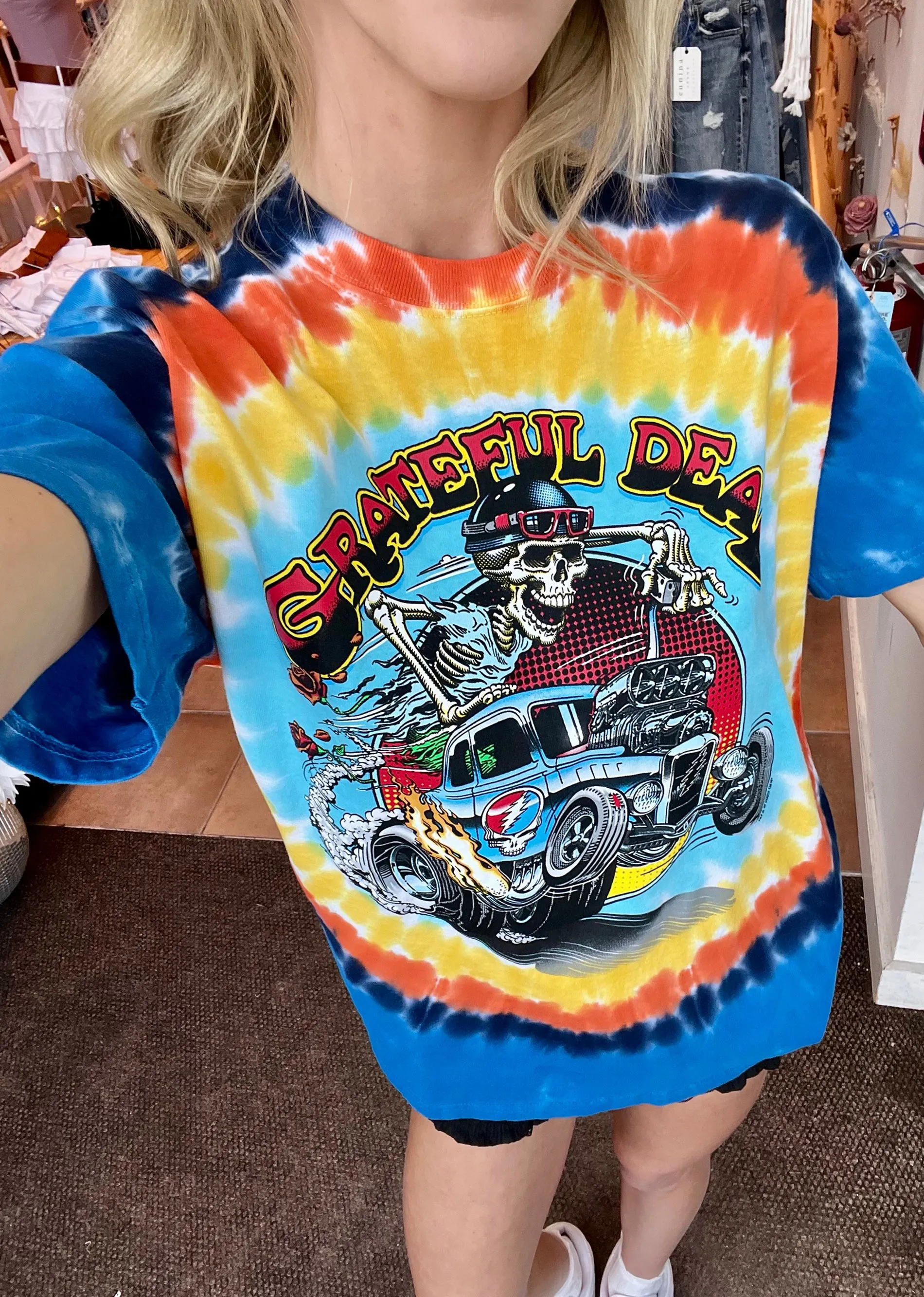 Grateful Dead Steal Your Hot Rod Tee ★ Blue Orange Tie Dye sold by Rock N Rags product image thumbnail 2