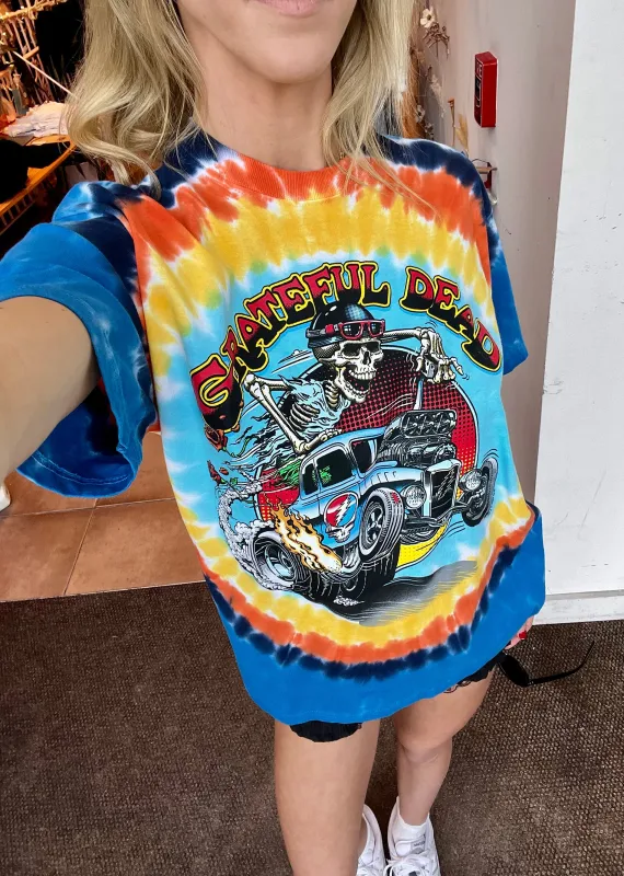 Grateful Dead Steal Your Hot Rod Tee ★ Blue Orange Tie Dye sold by Rock N Rags