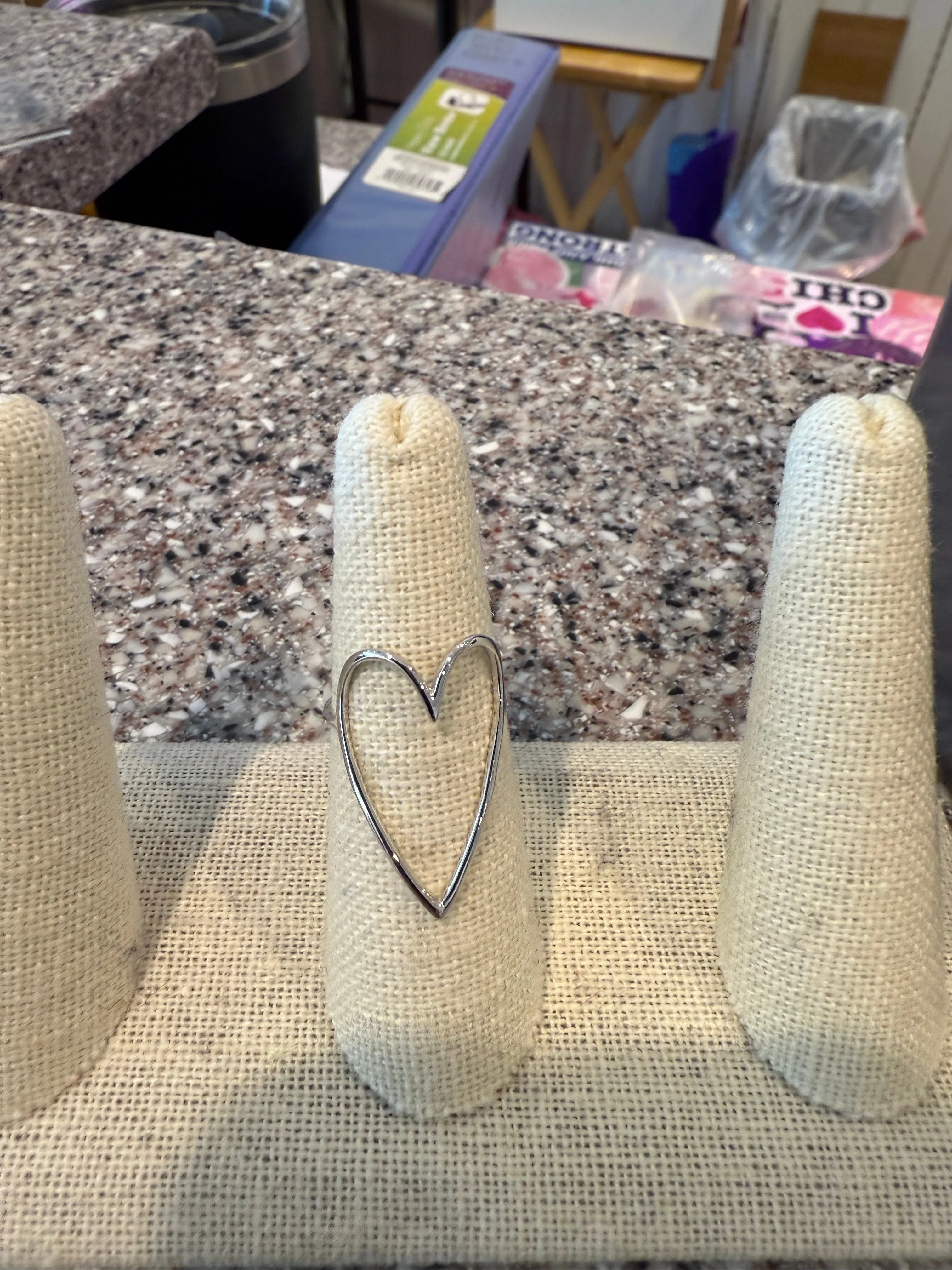 silver large heart ring sold by Rock N Rags