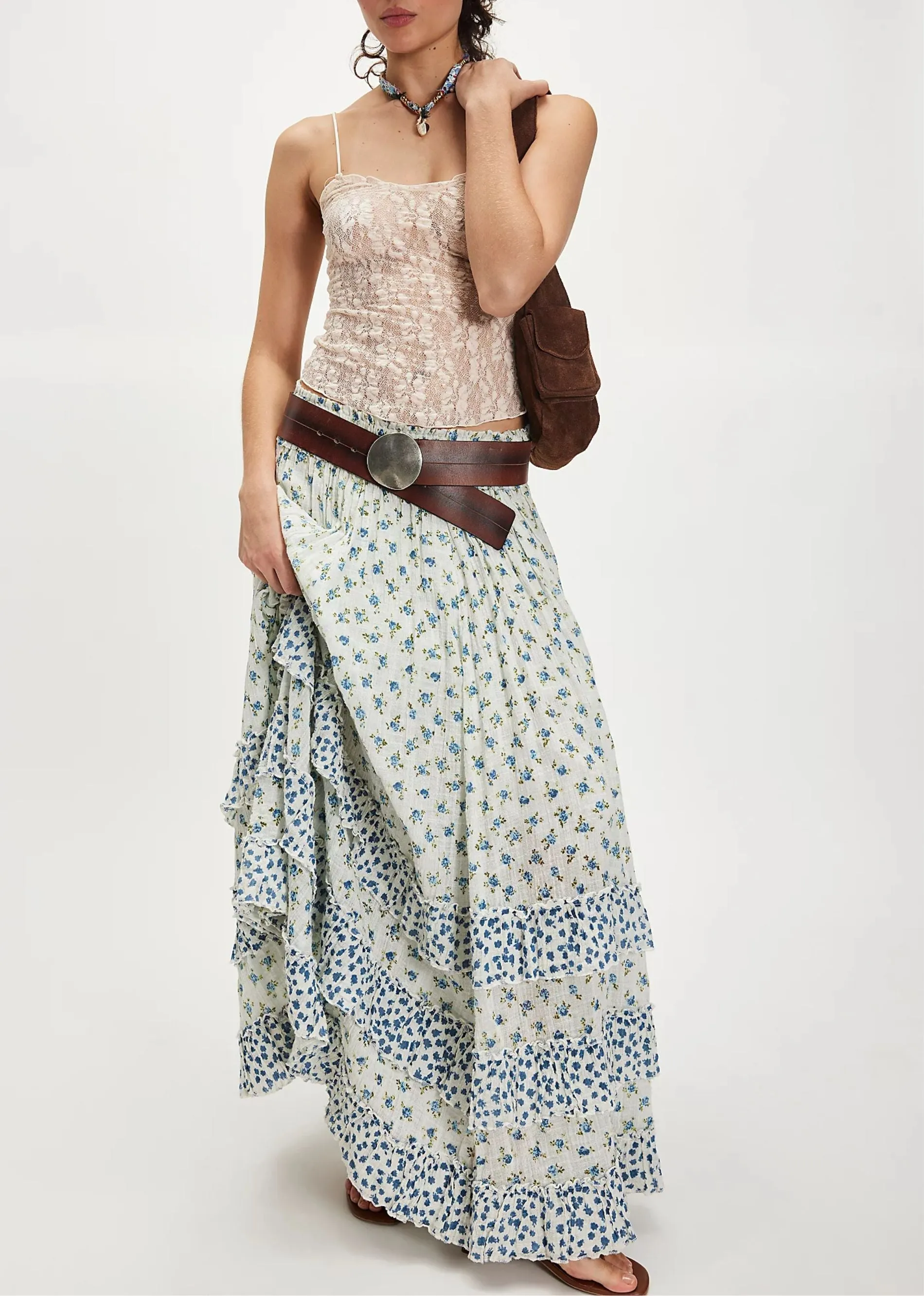 Free People Brynn Printed Maxi Skirt ★ Blue Floral sold by Rock N Rags
